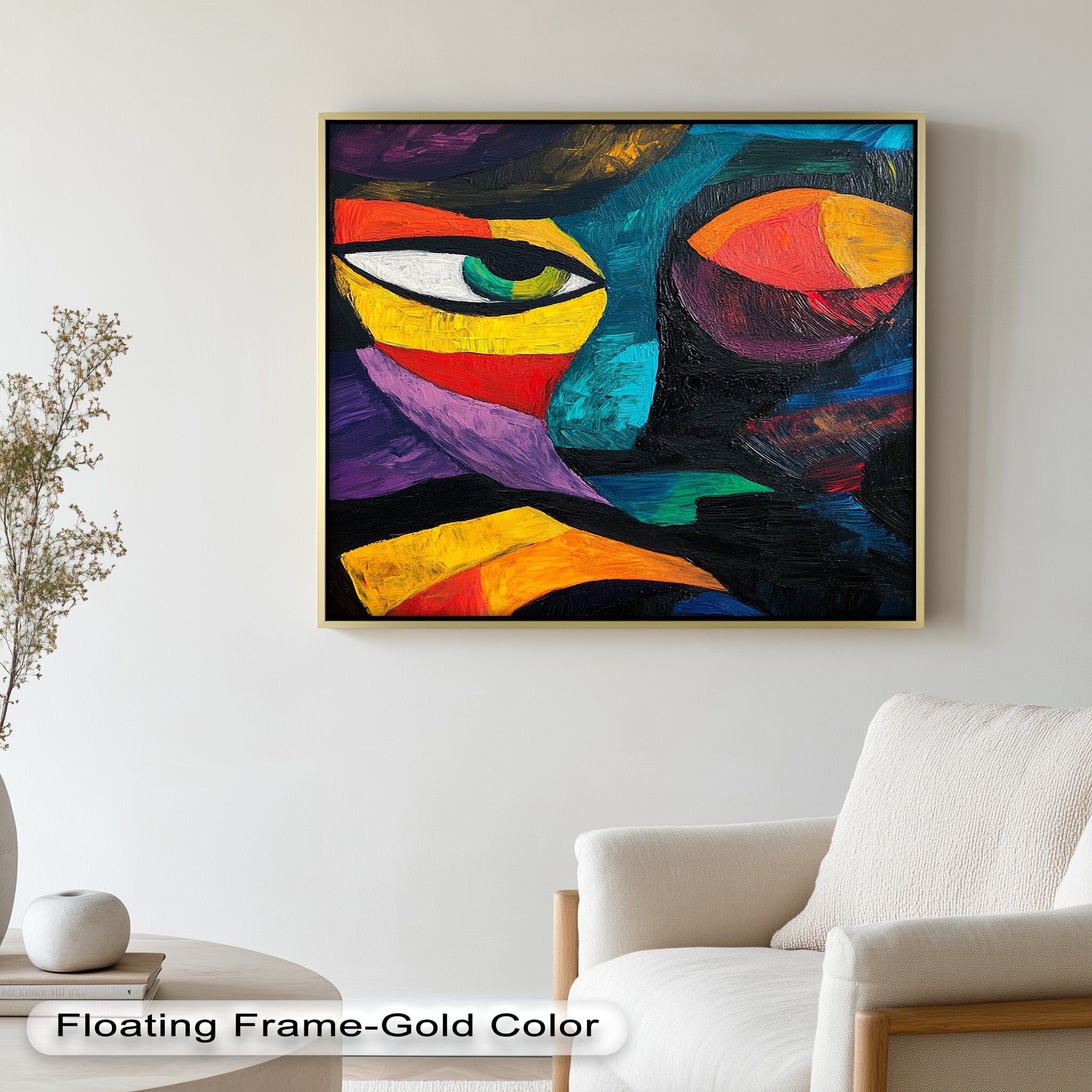 Abstract Eye Expression Fauvism Oil Painting - Modern Wall Art for Living Room, Bedroom & Office Decor