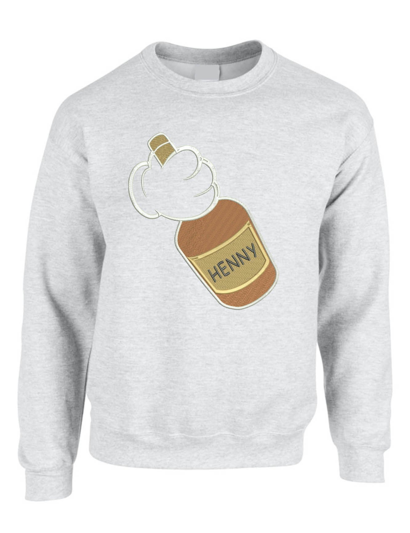 Trendy Mickey Mouse Hands & Henny Embroidered Sweatshirt for Women - Cute Disney Inspired Pullover for Casual Wear, Street Style & Lounge Outfits