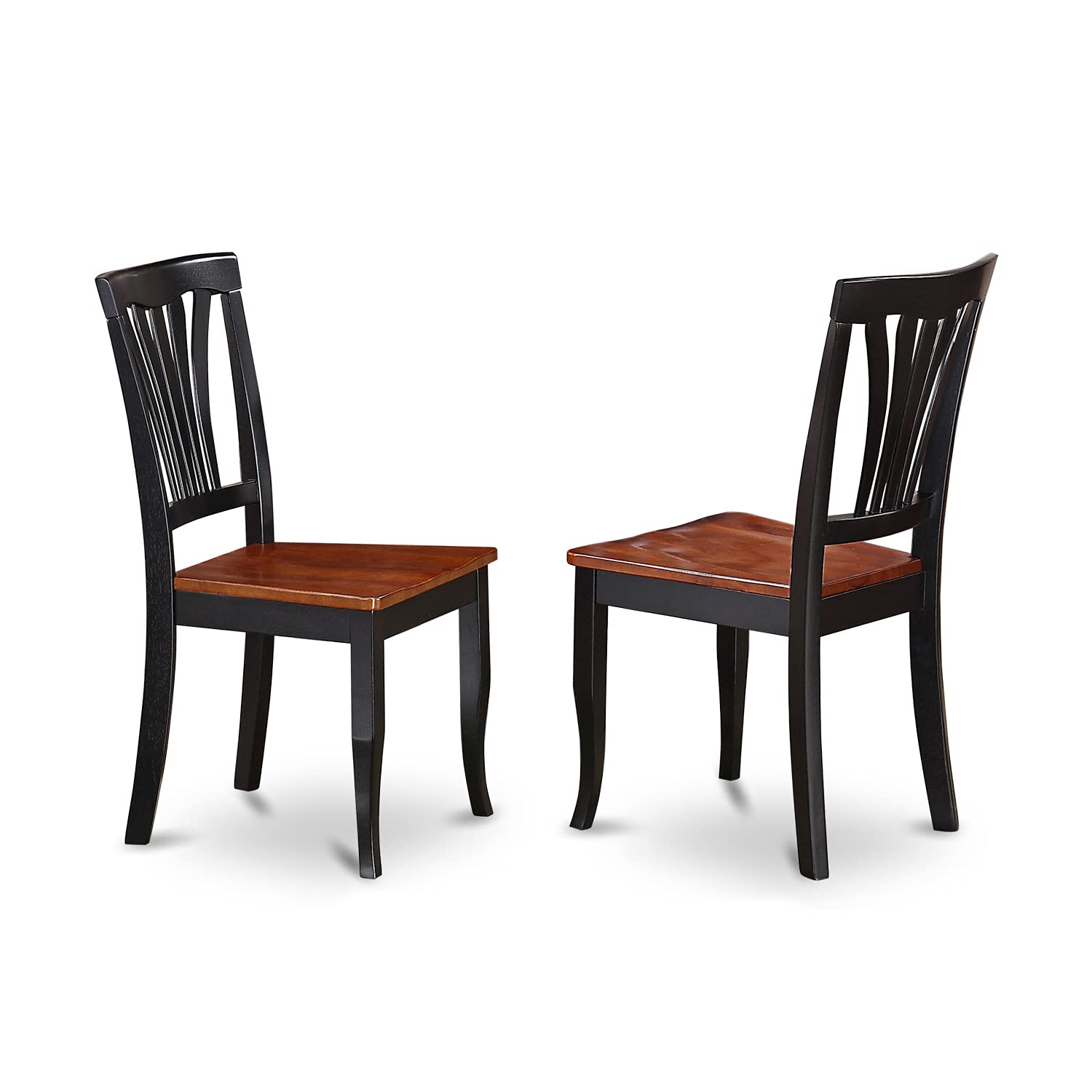East West Furniture AVON7-BLK-W 7-Piece Dining Room Set - Oval Table with Leaf & 6 Chairs, Perfect for Family Dinners and Entertaining Guests