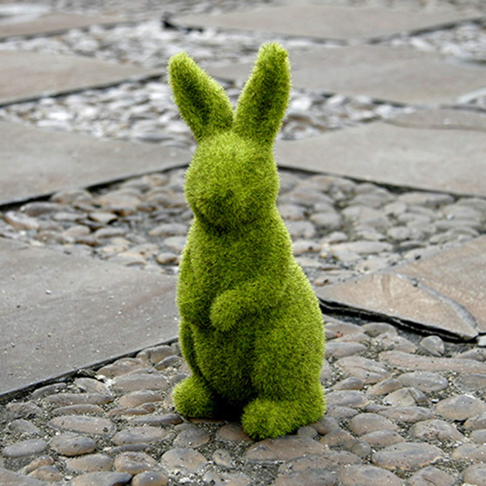 Easter Flocked Bunny Garden Decor - Artificial Moss Rabbit Figurine, Green Standing Tabletop Ornament for Easter Décor | Perfect for Spring Home Decor, Easter Party Centerpieces & Outdoor Garden Displays