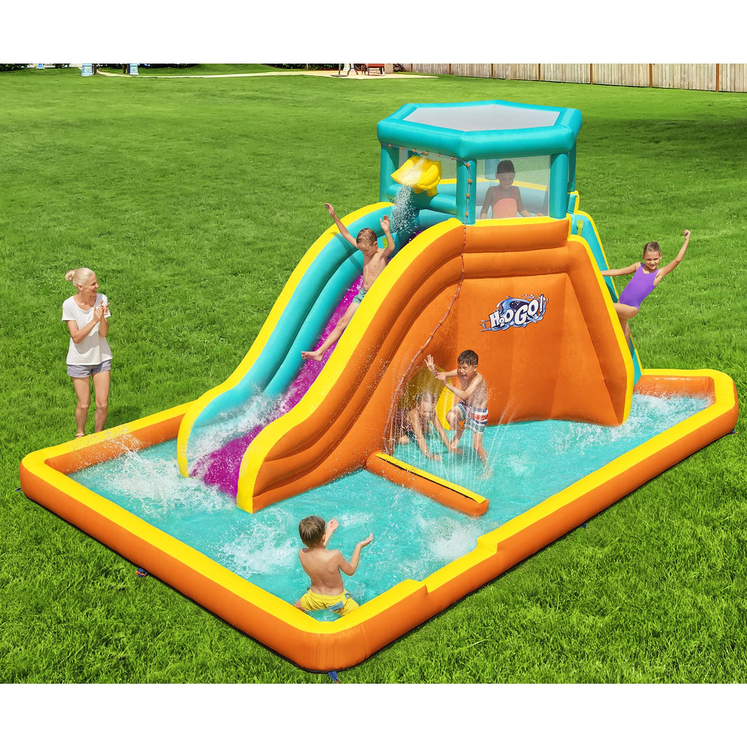 Bestway H2OGO Tidal Tower Inflatable Water Slide for Kids - Giant Backyard Water Park with Sprinkler Wall, Air Blower & Storage Bag | Outdoor Summer Fun, Birthday Parties, Family Gatherings