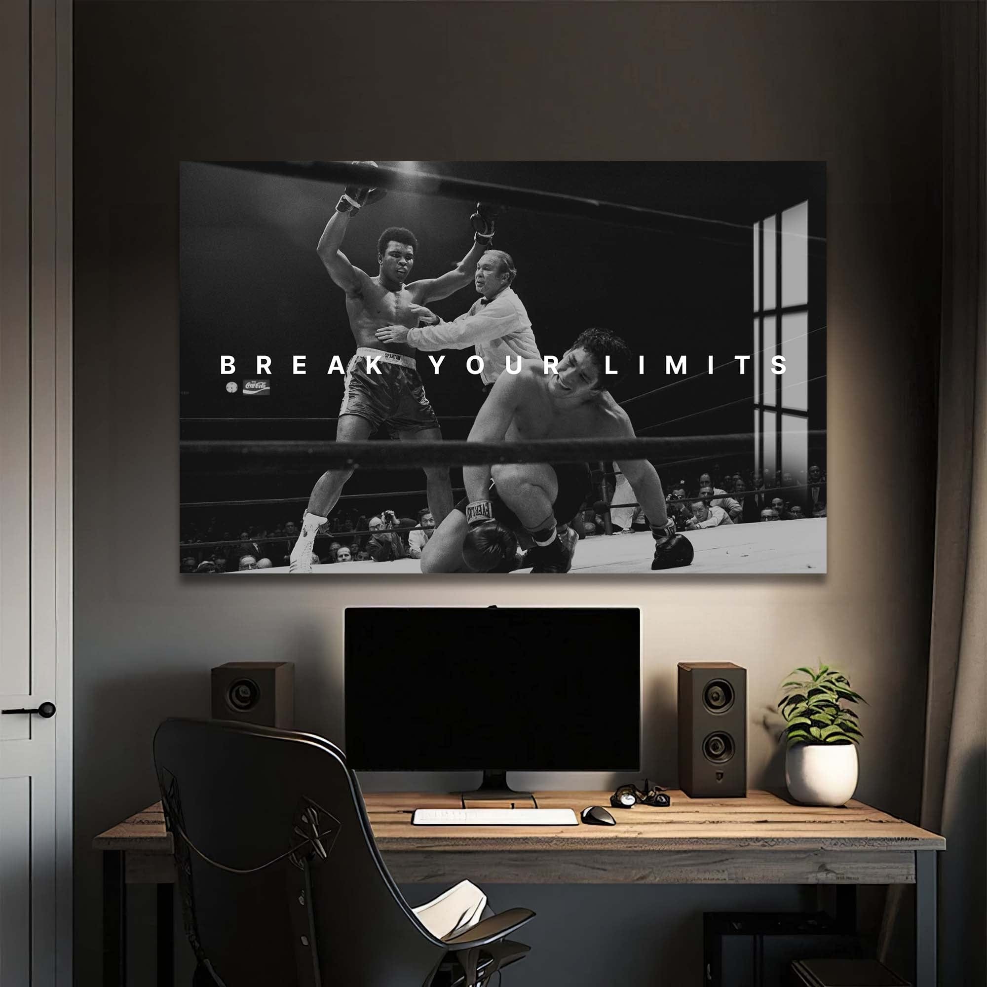 Muhammad Ali Break Your Limits Motivational Quote Wall Art - Perfect for Home Gym Office Decor & Boxing Enthusiasts