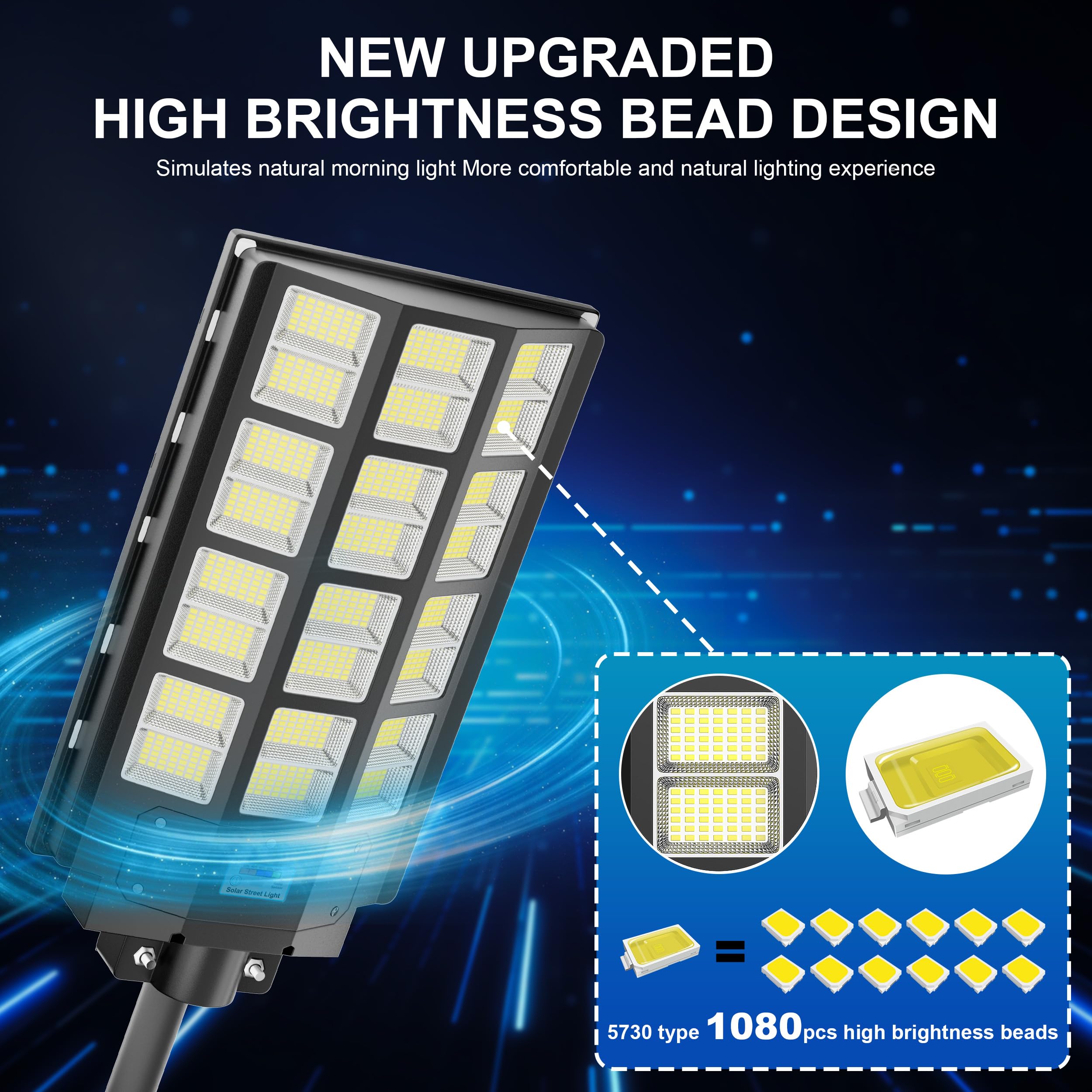 3-Pack 8000W Solar Street Lights - 360,000LM Dusk to Dawn Outdoor Lighting, IP67 Waterproof Solar Parking Lot Lights with Motion Sensor & Wide Angle - Perfect for Yards, Roads, Driveways, and Pathways
