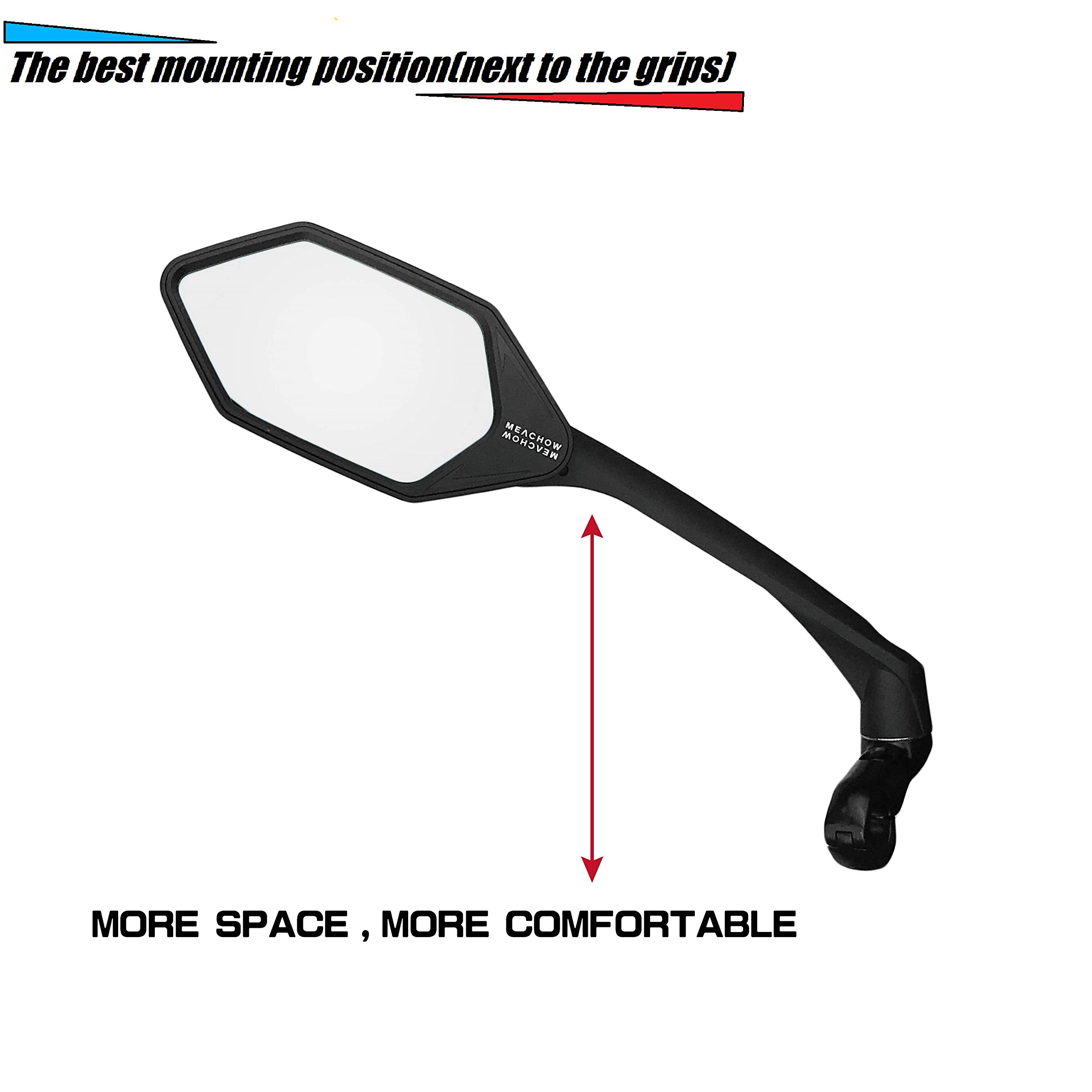 MEACHOW Scratch-Resistant Glass Bike Mirror - Rotatable Handlebar Rearview Mirror for Safe Cycling (ME-007) | Perfect for Road Bikes, Mountain Bikes & Commuting