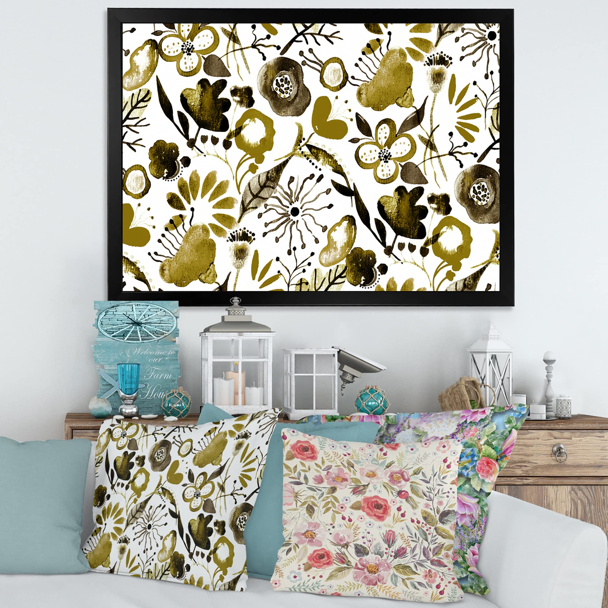 DesignQ Vibrant Abundance of Wildflowers II Modern Framed Wall Art - Floral Canvas Painting for Living Room, Bedroom & Office Decor