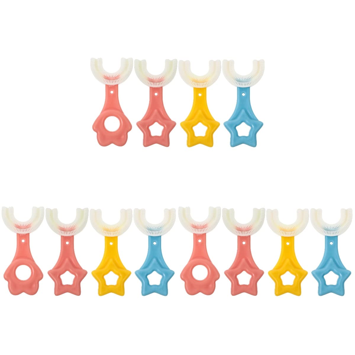 DOITOOL 12-Pack U-Shaped Kids Toothbrushes - Soft Bristles for Gentle Cleaning, Assorted Colors - Perfect for Toddlers, Children & Travel Use