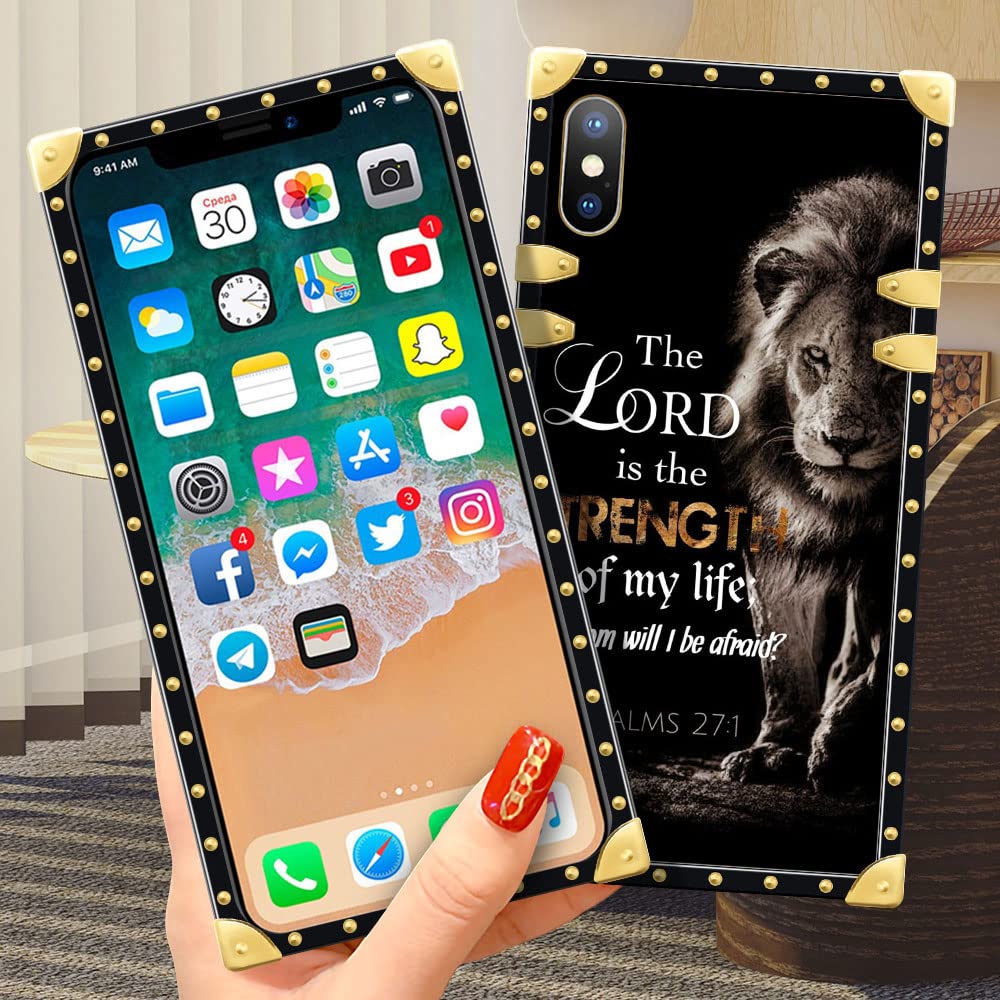 DAIZAG Luxury Bible Scripture Lion iPhone XR Case - Elegant Metal Decorated Soft TPU Cover for Women & Girls, Classic Retro Design | Perfect for Church, Daily Use & Gift Giving