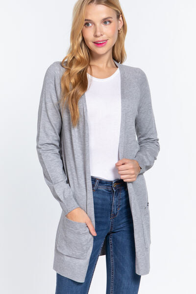 Active Basic Open Front Long Sleeve Cardigan Sweater for Women - Cozy Knit Wrap Cover Up for Fall & Winter - Perfect for Office, Lounge & Casual Outings