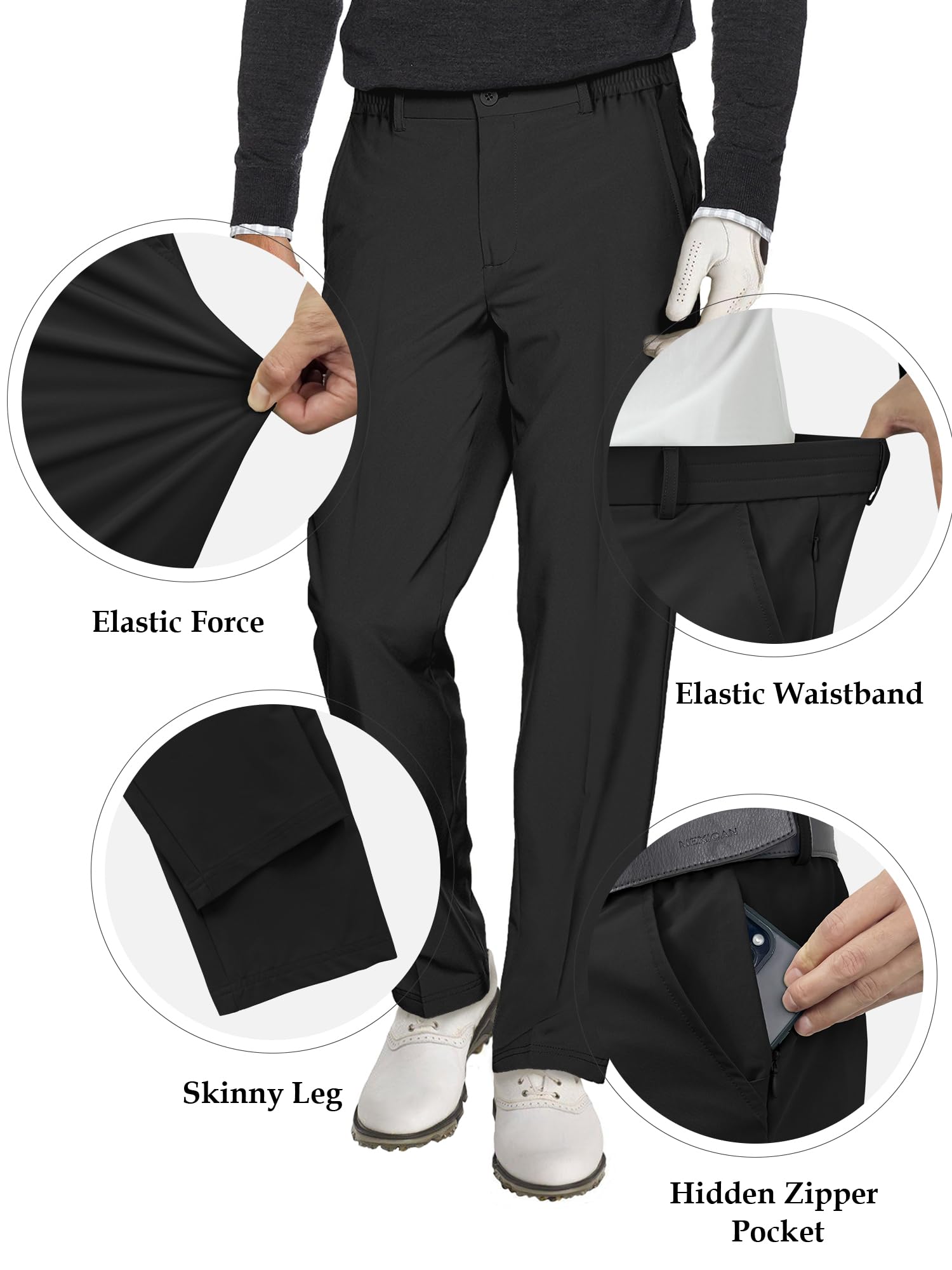 Comdecevis Men's Slim Fit Stretch Dress Pants - Business Casual & Golf Pants with Expandable Waistband | Perfect for Office, Weddings & Outdoor Activities