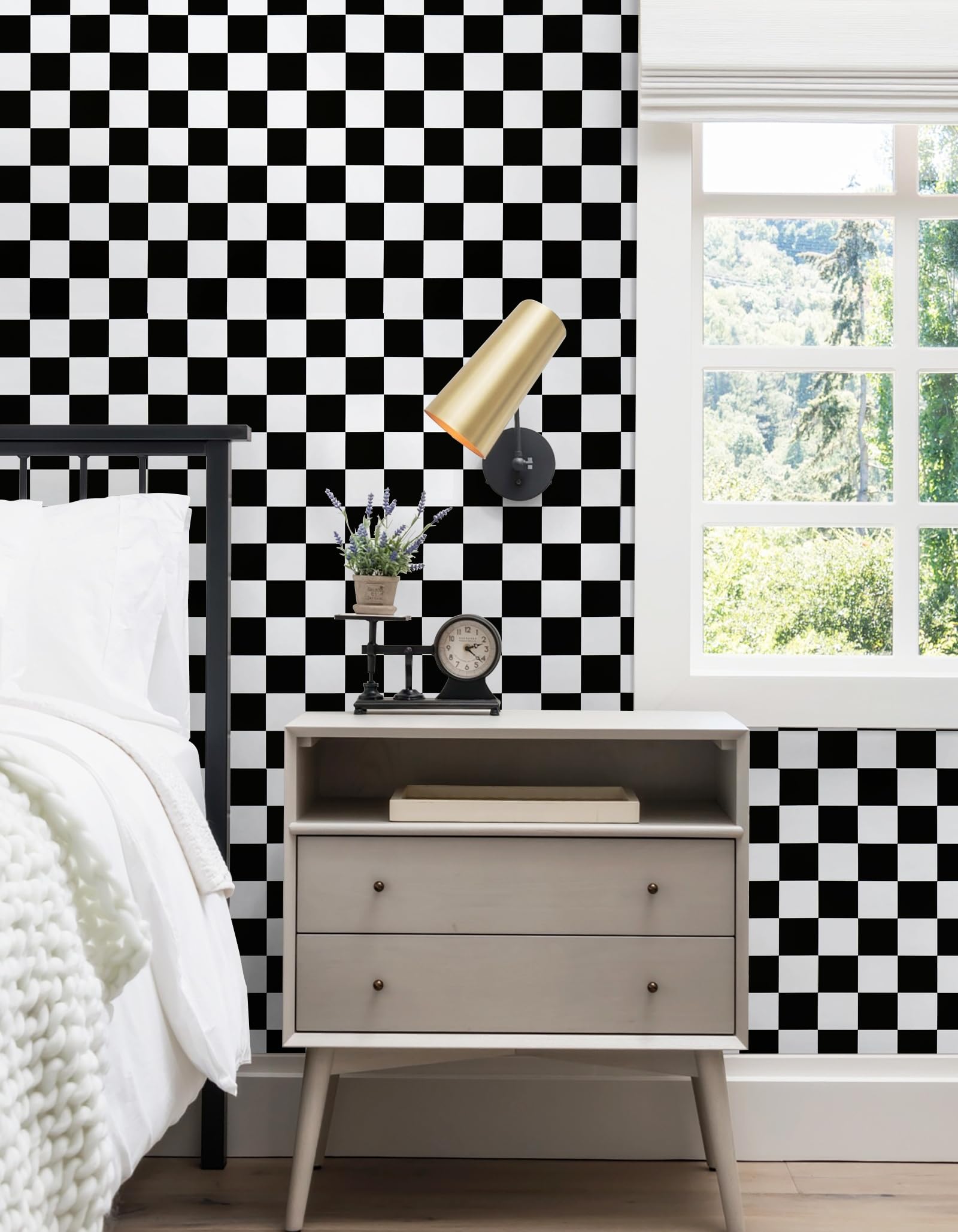 Hopepak Black and White Peel and Stick Wallpaper - 17.7
