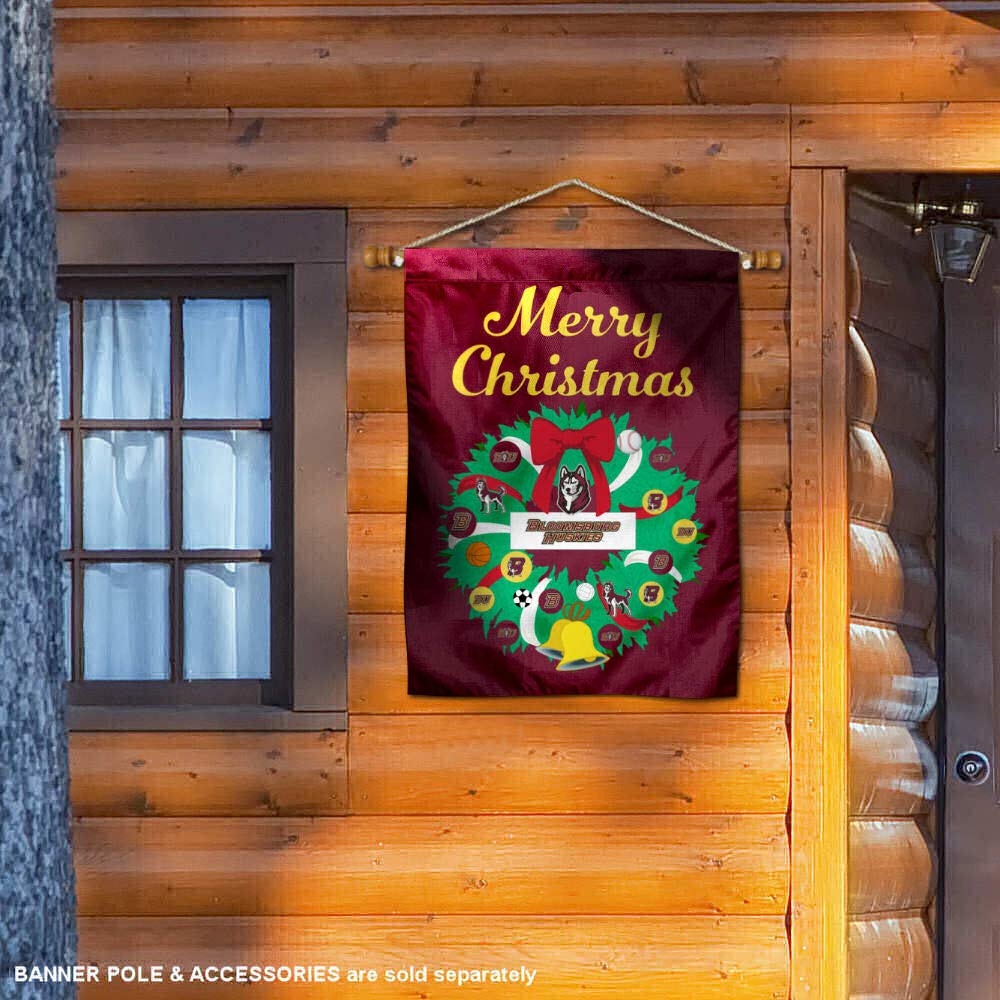 Bloomsburg Huskies Happy Holidays Christmas Banner Flag - Perfect for Home Decor, School Spirit, and Festive Celebrations