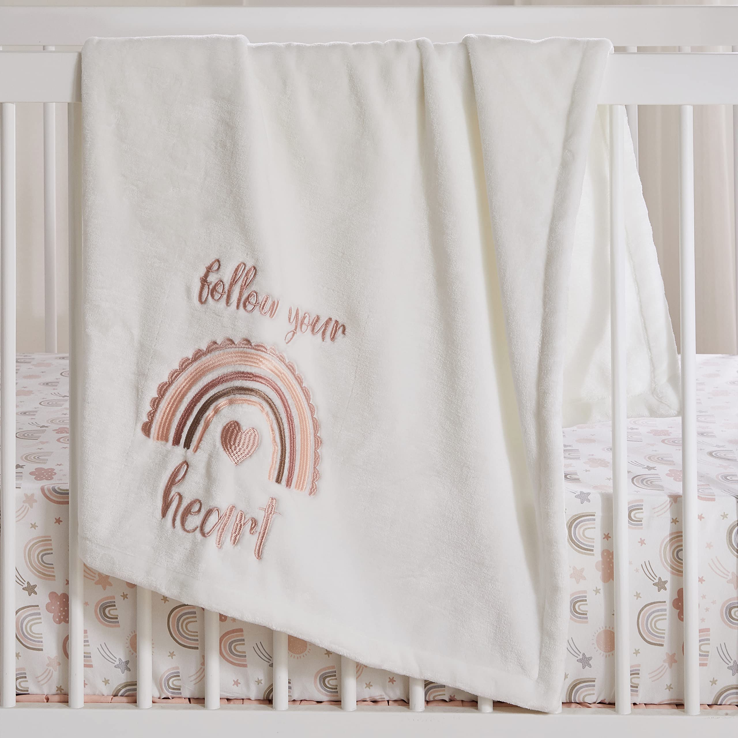 Levtex Baby Plush Blanket - Blush Pink Nursery Blanket 30x40 for Crib & Stroller