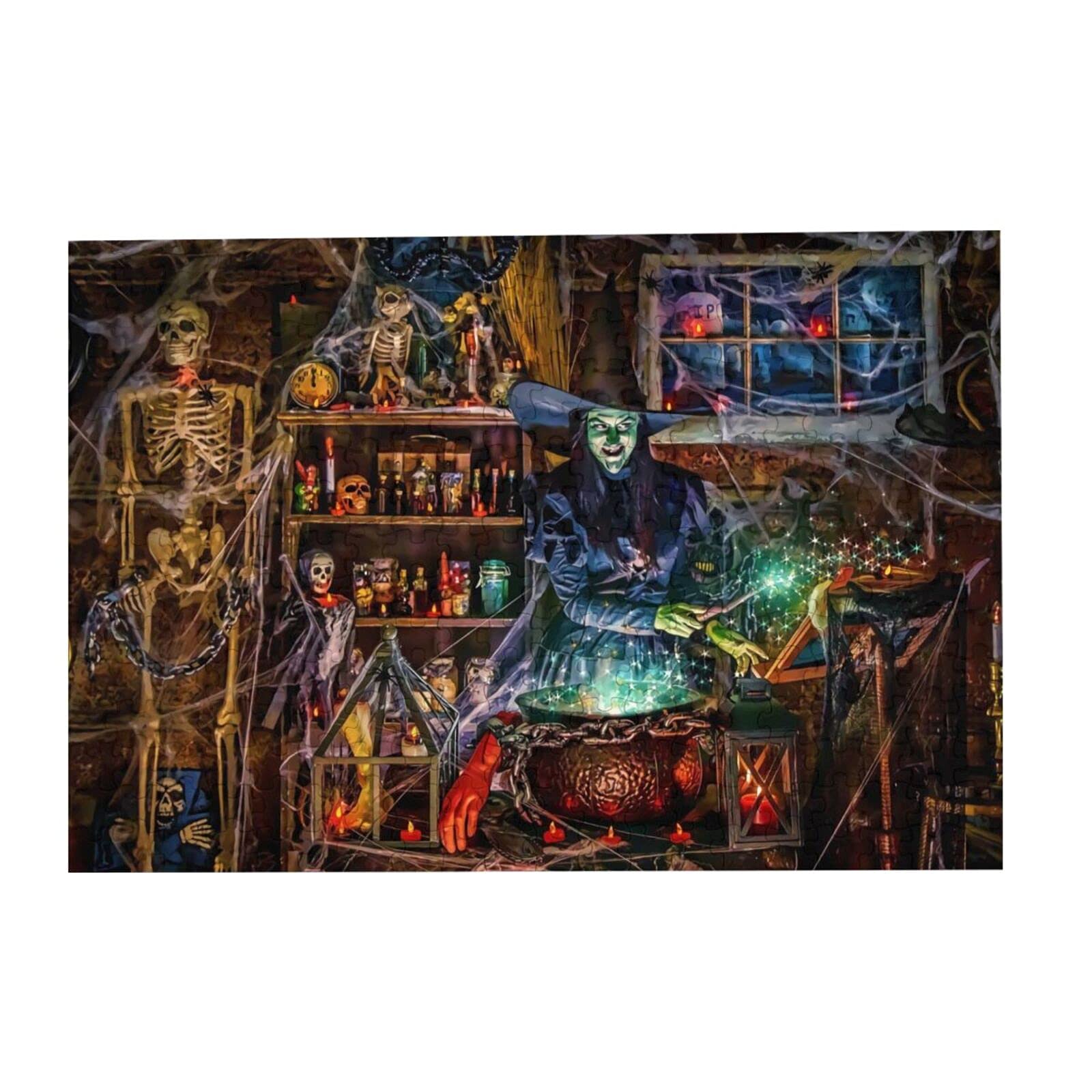 300-Piece Wooden Jigsaw Puzzle for Adults & Kids - Halloween Themed Large Puzzle Pieces - Fun Family Game, Creative Wall Decor, Stress Relief Gift for Teens & Adults - Perfect for Home Decor & Party Activities