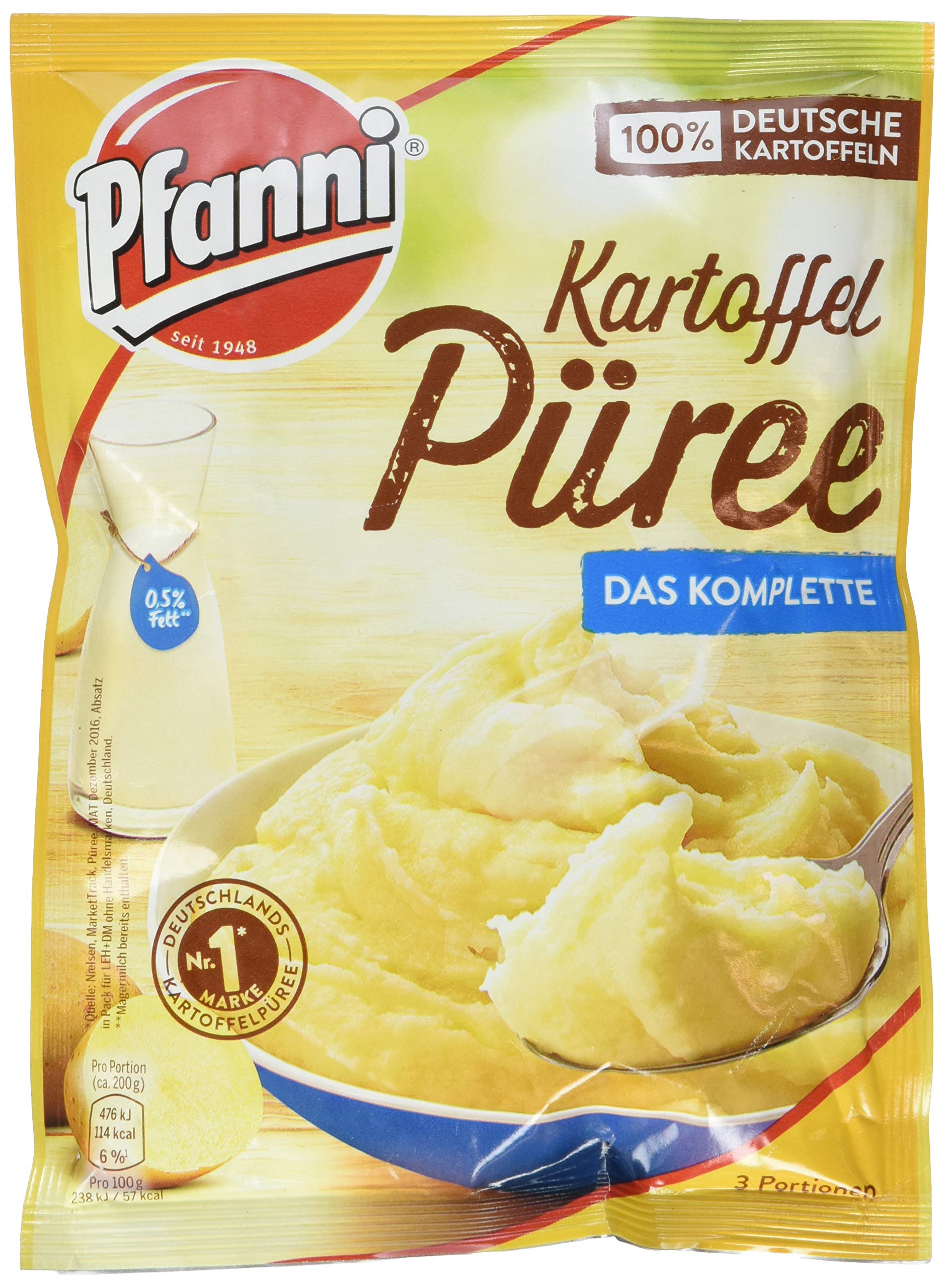 Pfanni Mashed Potatoes with Skim Milk - 3 Servings, 94.5g (1 Pack) | Easy & Quick Side Dish for Family Dinners, Holiday Meals & Camping