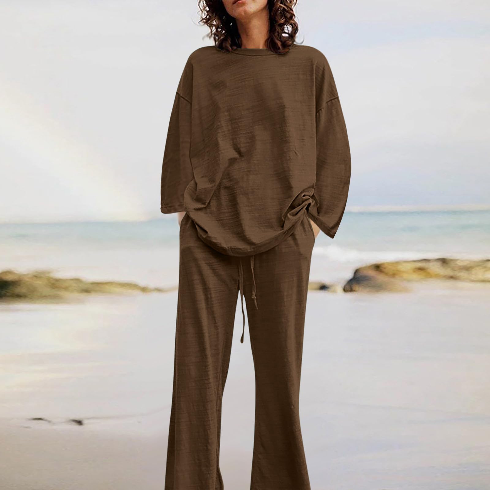 Oelaio Women's Summer Vacation Outfits - Satin 2 Piece Sets, Sexy Sweatsuits & Matching Clothes for Beach, Travel & Casual Wear