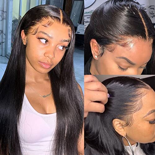 SIZIFEE 13x4 HD Transparent Lace Front Wig - 150% Density Brazilian Virgin Human Hair Straight Wig with Pre-Plucked Hairline & Baby Hair for Black Women (12 Inch, Natural Color) | Perfect for Daily Wear, Cosplay, Parties & Special Occasions