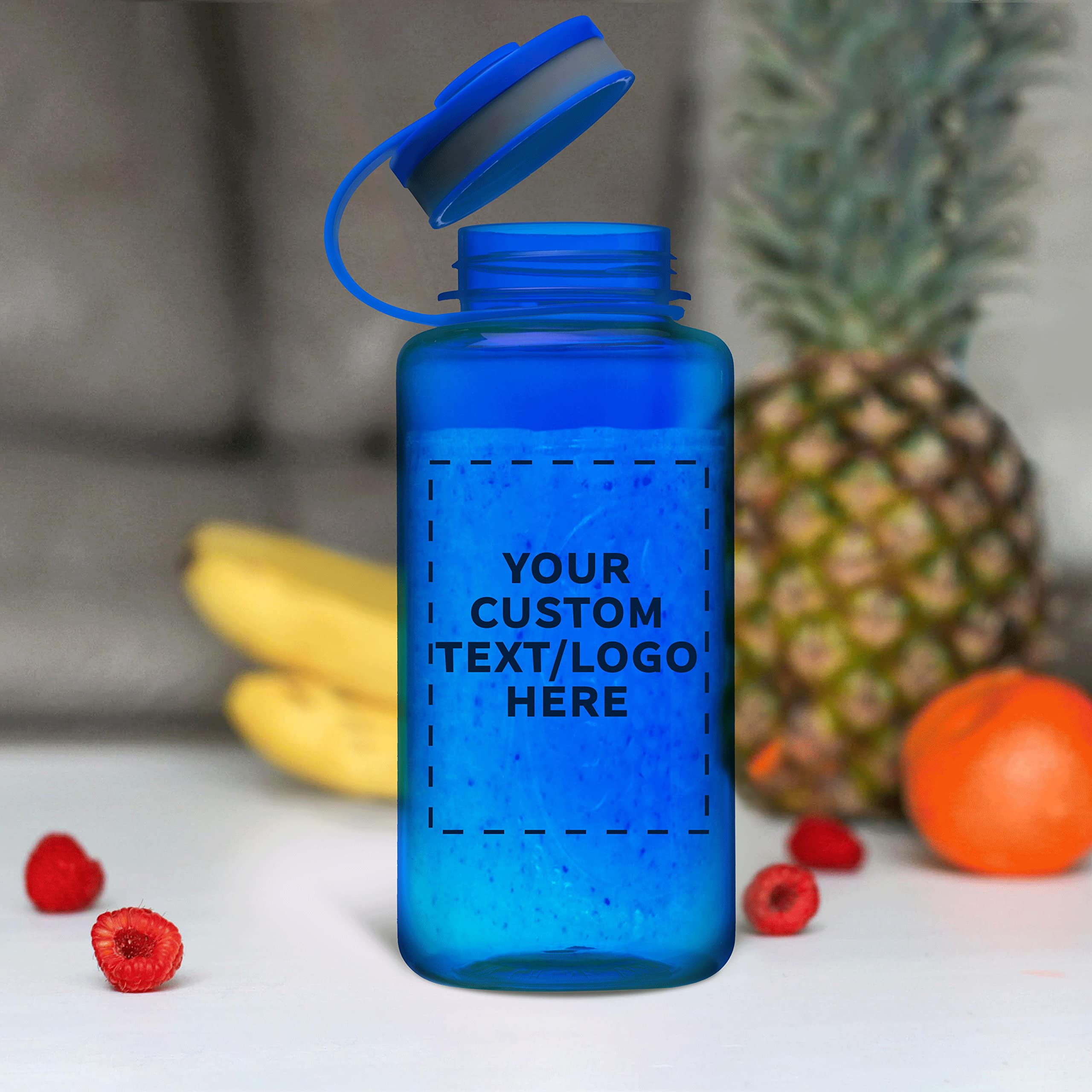 Custom 38 oz Plastic Sports Water Bottles with Flip Lid - Bulk Pack of 10, Personalized & Reusable - Perfect for Gym, Hiking, Cycling, Camping, Backpacking & School - Durable BPA-Free Bottles for Sports & Outdoor Activities - Blue