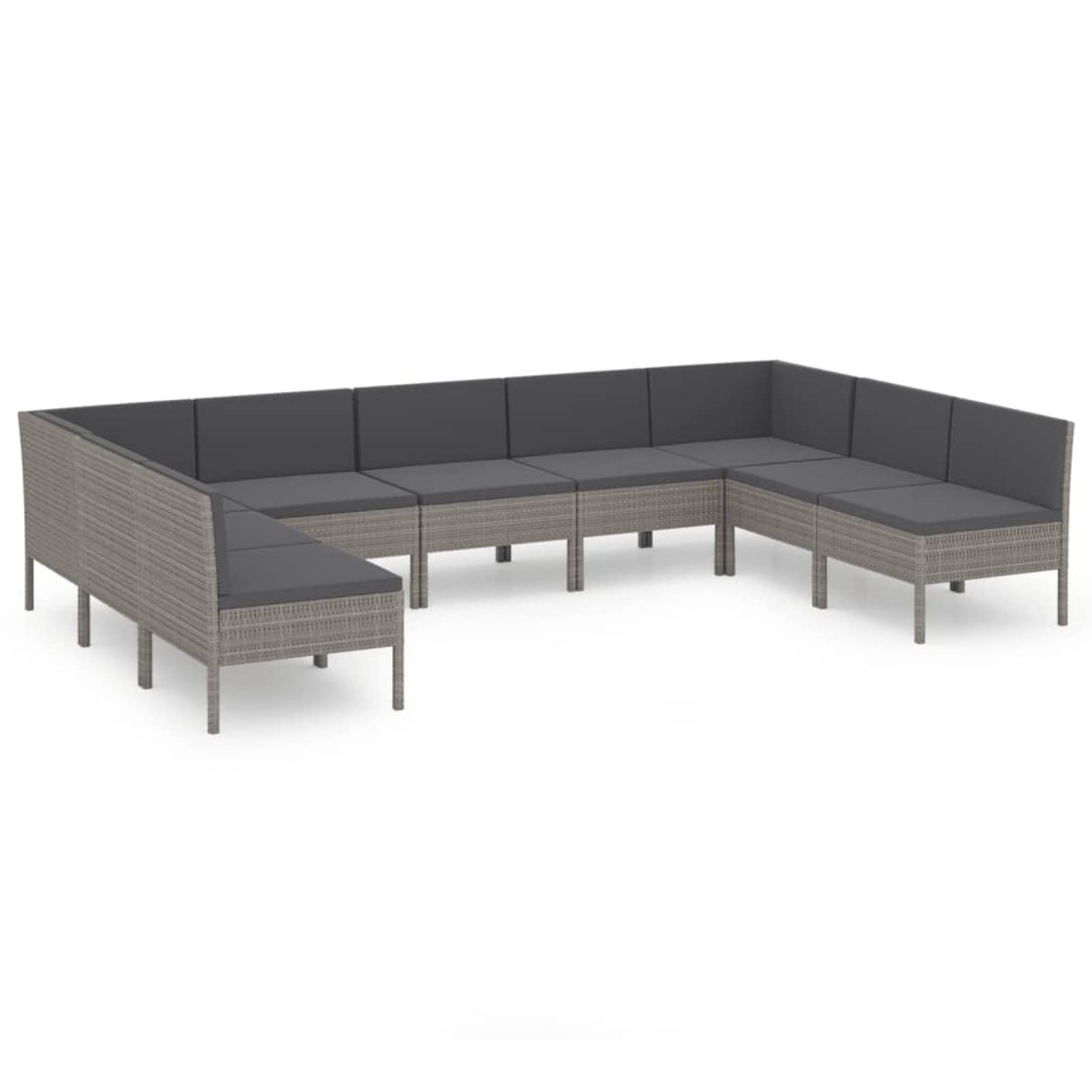 Festnight 9-Piece Gray Poly Rattan Patio Lounge Set with Cushions - Outdoor Modular Sectional Furniture for Backyard, Deck & Poolside - Perfect for Relaxing, Entertaining & Sunbathing