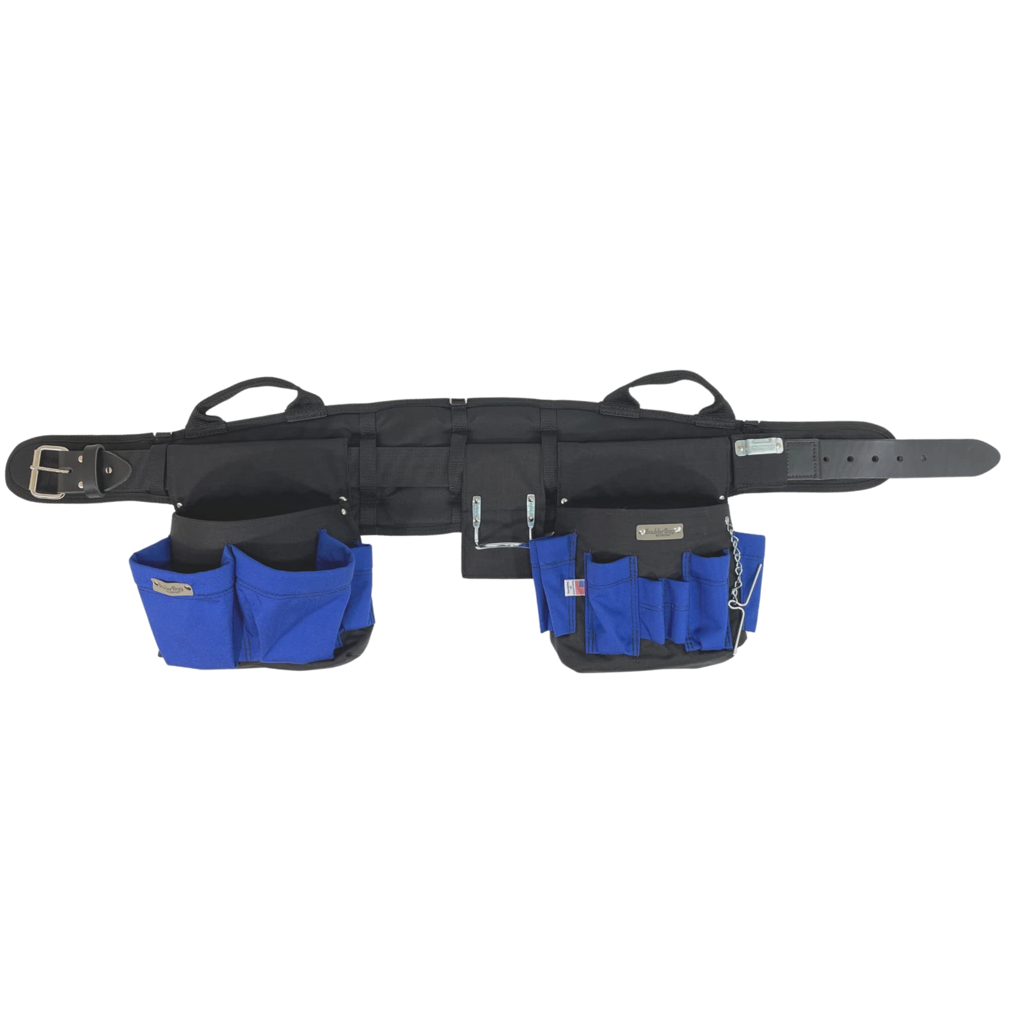 BOULDER BAG Professional Electrician's MAX Combo Tool Belt with Comfort Back Support - Heavy Duty Leather Belt Buckle Work Belt for Electricians (Blue, 2XL 43-48 Inch Waist) - Made in USA - Perfect for Construction, Wiring & Home Improvement Projects