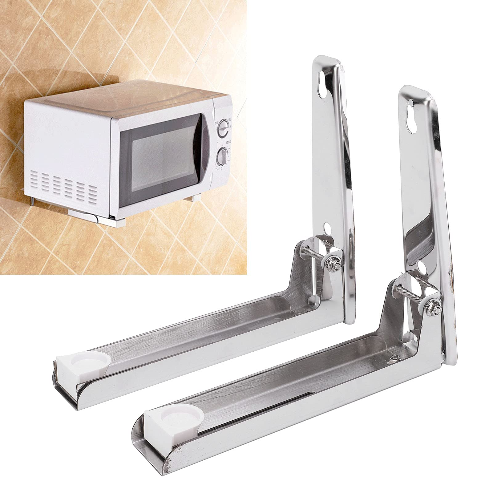 Stainless Steel Microwave Shelf Wall Mount - Easy to Install Kitchen Microwave Oven Bracket | Space-Saving Solution for Small Kitchens & Dorm Rooms