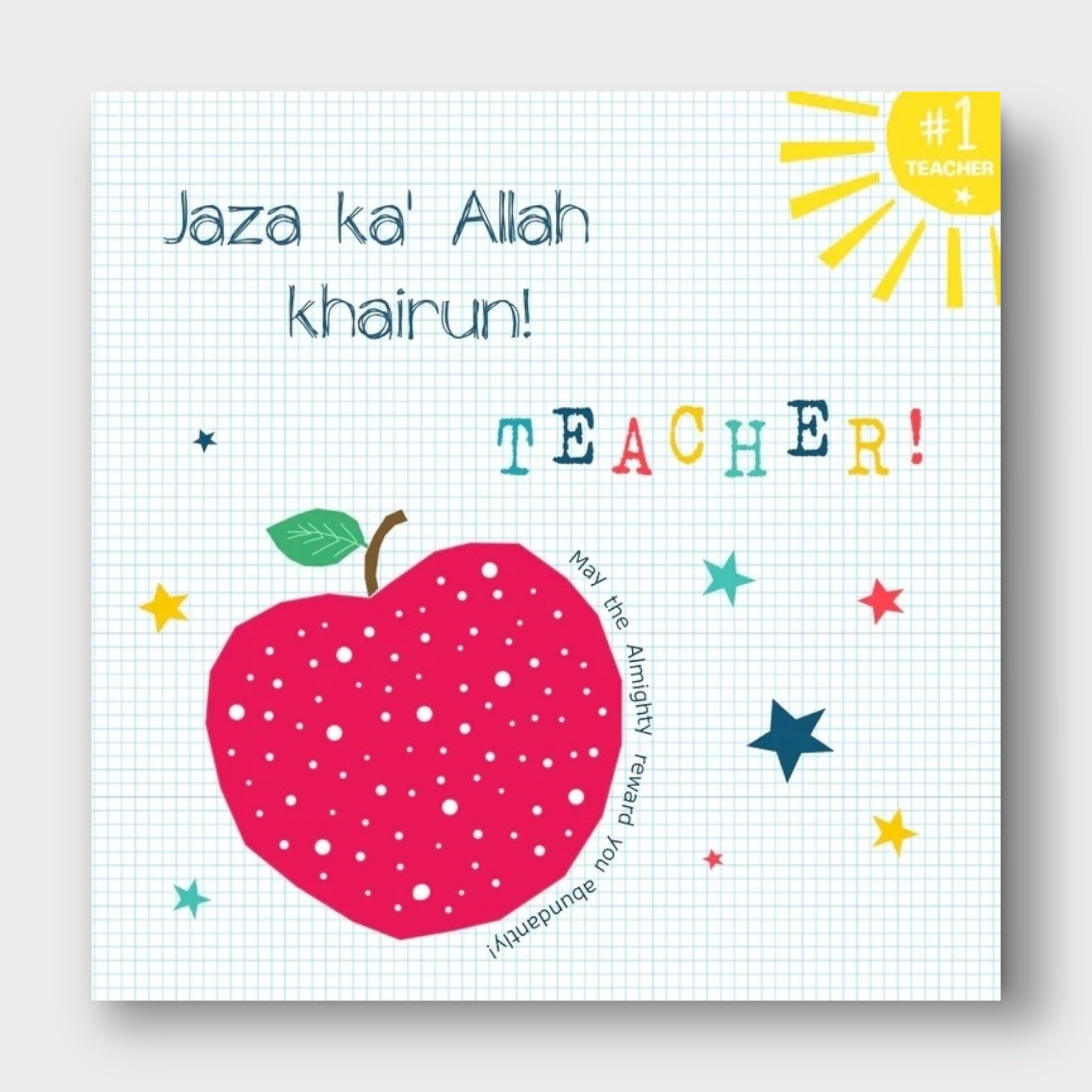 Jaza ka' Allah Khairun! Teacher Appreciation Gift - Thoughtful Islamic Thank You Present for Educators - Perfect for Eid, Ramadan or End of School Year Celebrations