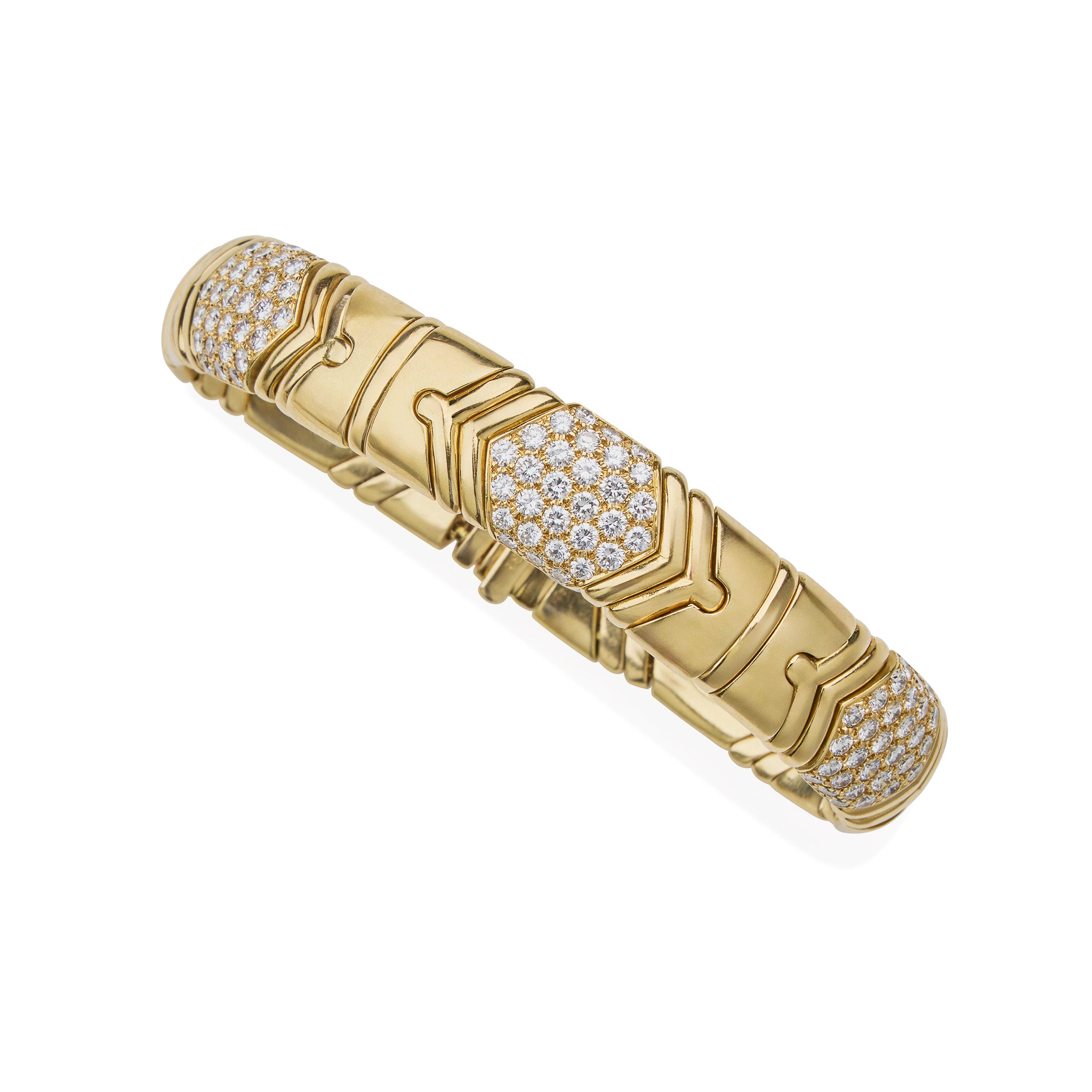 Bulgari 18K Gold Diamond Parentesi Bracelet for Women - Luxury Italian Jewelry for Gifts, Weddings & Special Occasions