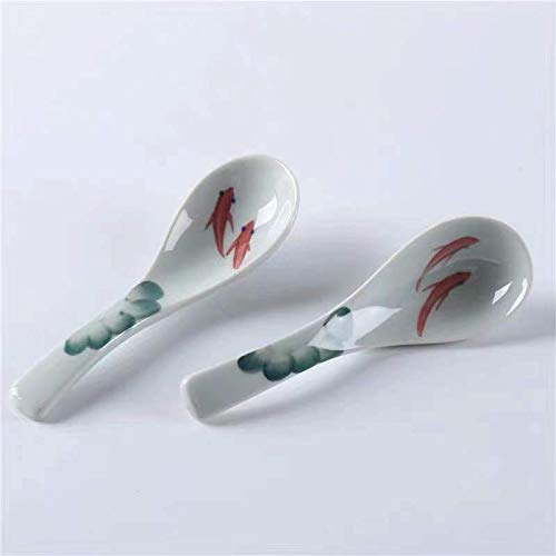 Premium Ceramic Soup Spoons Set of 4 - Chinese Style Glazed Porcelain Rice Spoons - Elegant Asian Tableware for Dining & Gifts (Dark Green) | Perfect for Ramen, Pho, Rice Bowls & Asian Cuisine