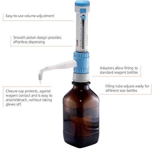 Precision Bottle Top Dispenser 1.0-10ml - Lab-Grade Chemical Liquid Dispenser for Solvents & Reagents (Max 500mbar Vapor Pressure, 500mm²/s Viscosity) | Ideal for Laboratories, Research & Pharmaceutical Use