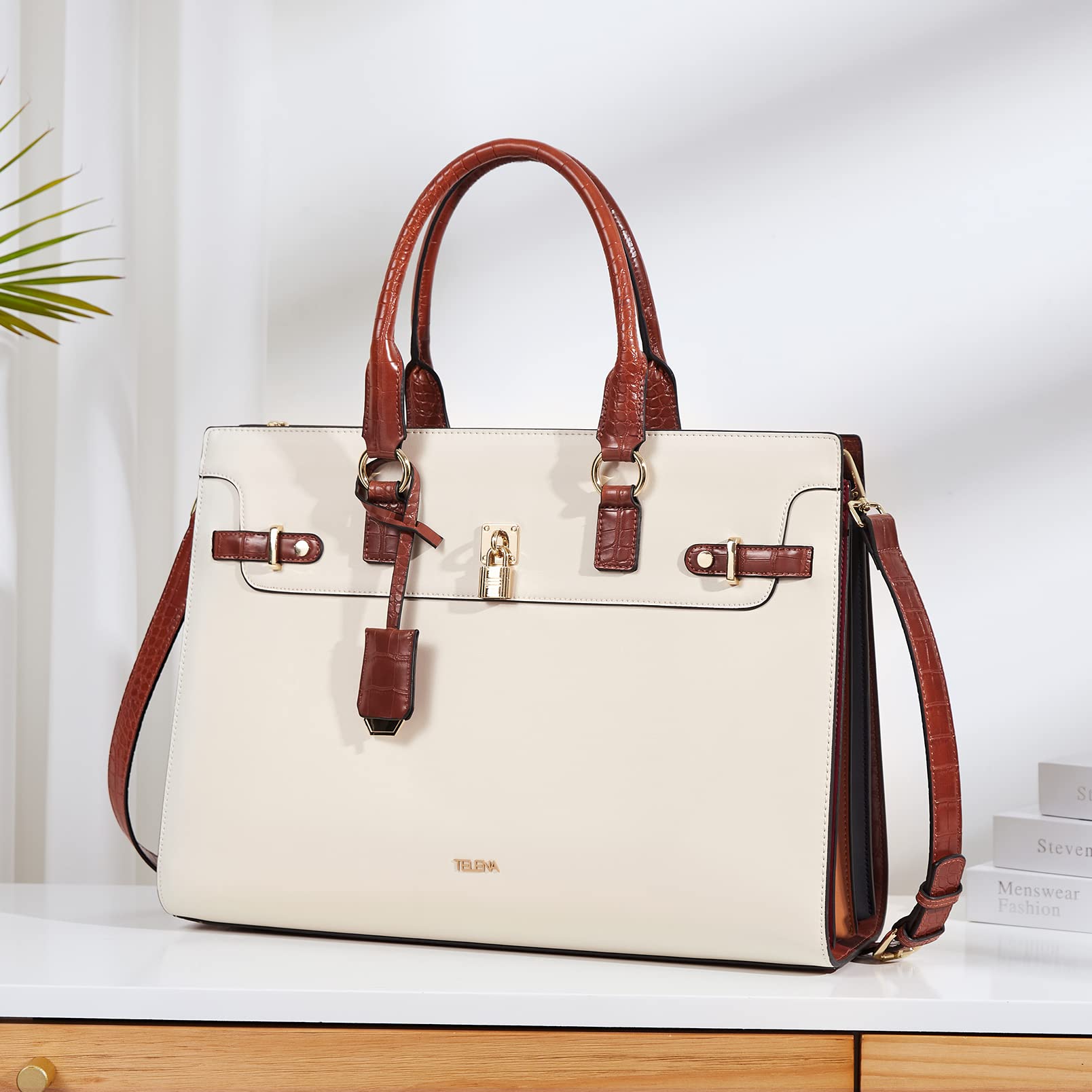 Stylish Leather Laptop Tote Bag for Women - 15.6 Inch Professional Shoulder Bag with Large Capacity | Perfect for Business, Work, Travel & Daily Commute