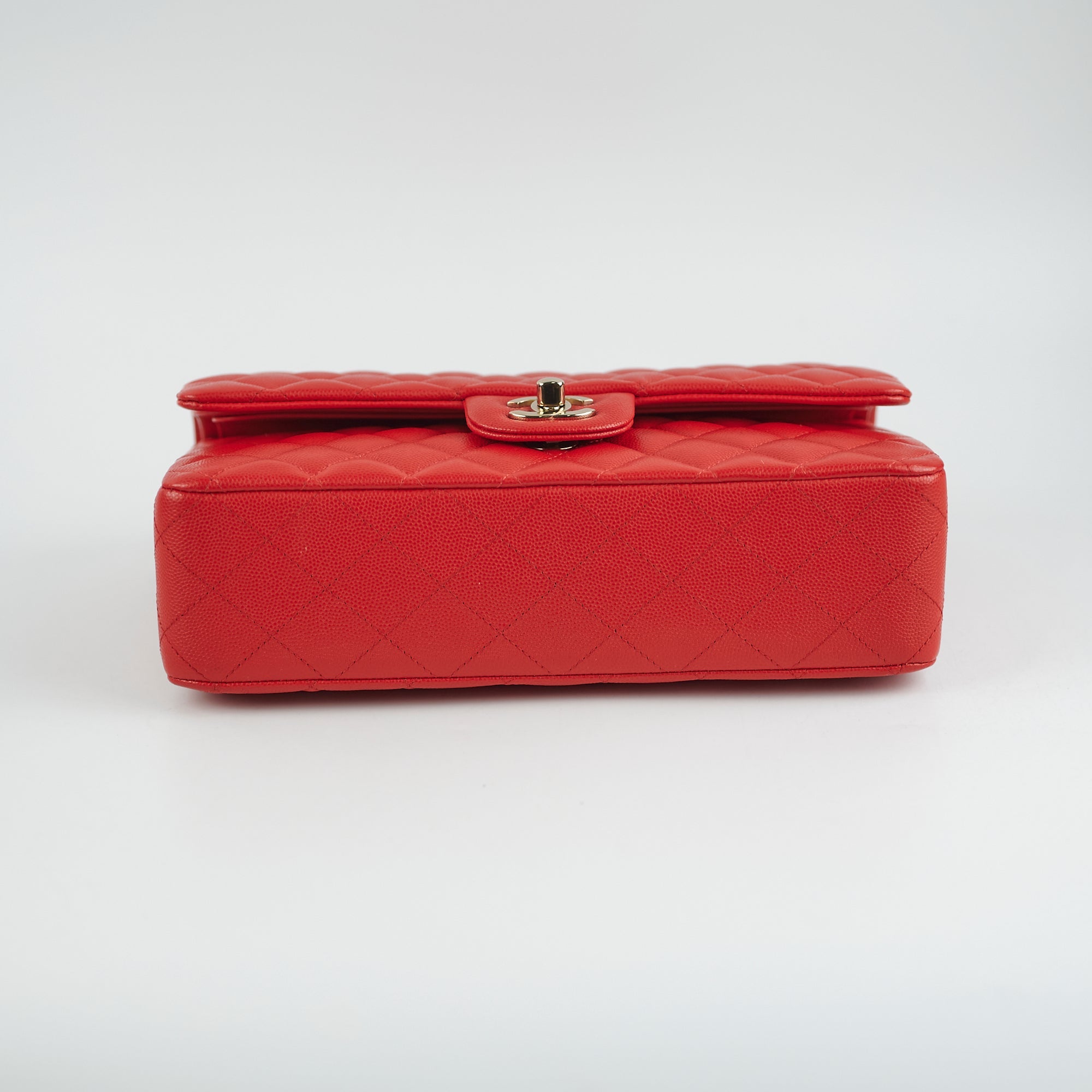 Chanel Caviar Leather Medium/Large Double Classic Flap Bag in Red with Microchip - Luxury Handbag for Women, Perfect for Parties, Dating & Special Occasions
