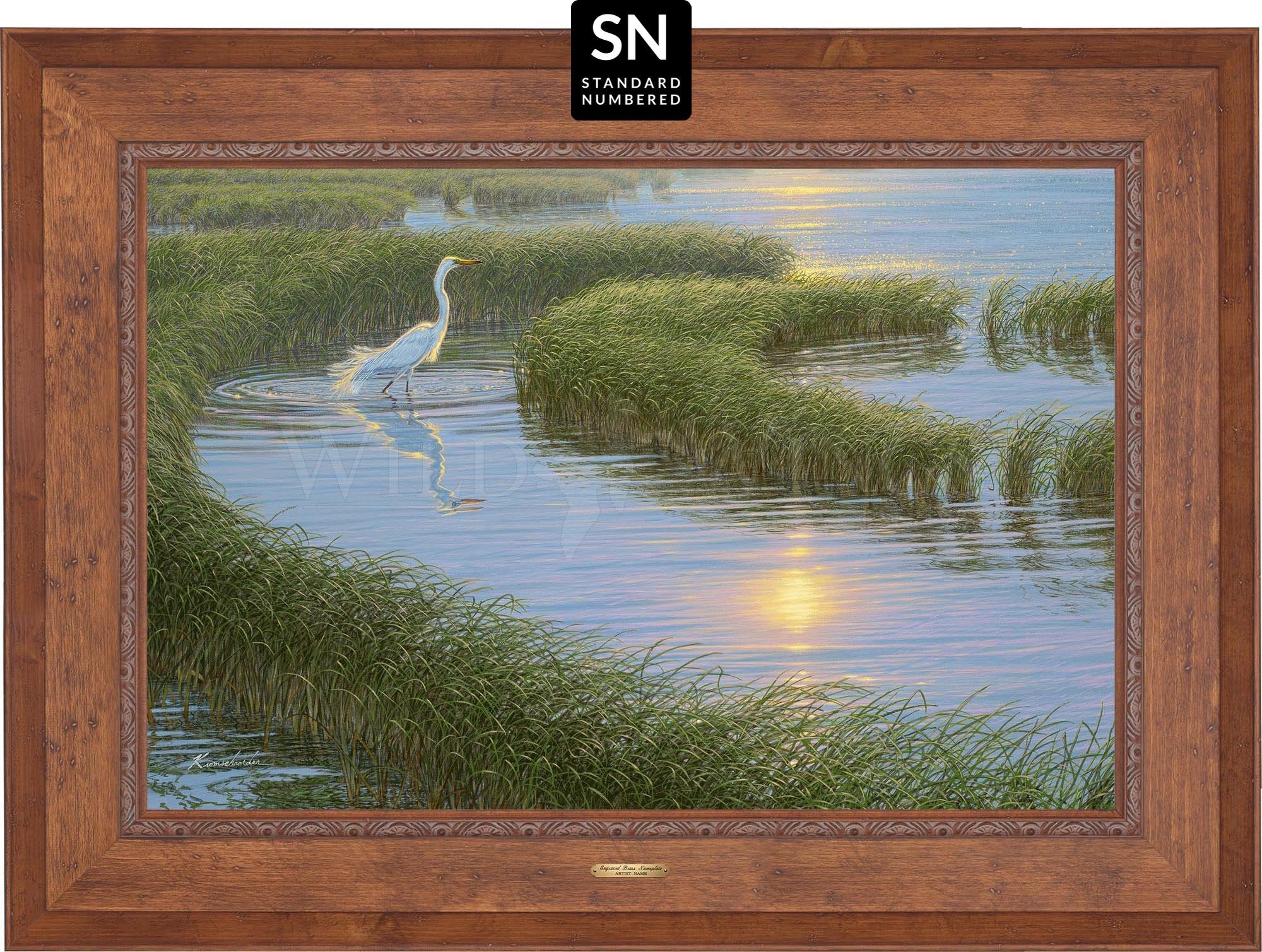 Evening Solitude - White Egret Art Print | Standard Numbered Edition (SN) | Home Decor, Office Wall Art, Gift for Nature Lovers