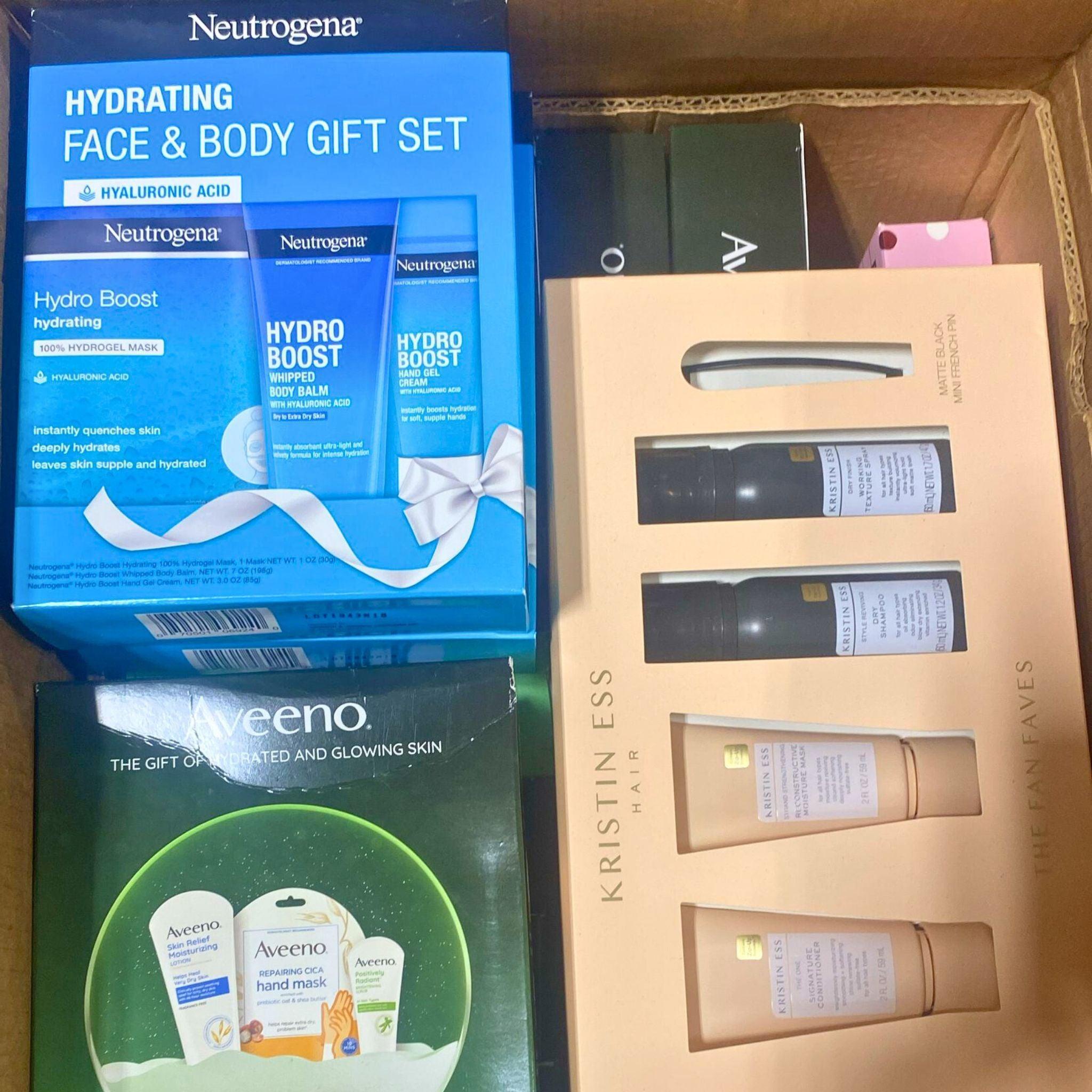 Aveeno, Neutrogena & Kristin Ess 32-Piece Skincare & Hair Care Bundle - Moisturizing Lotion, Face Wash & Shampoo Set for Daily Beauty Routine at Home or Travel