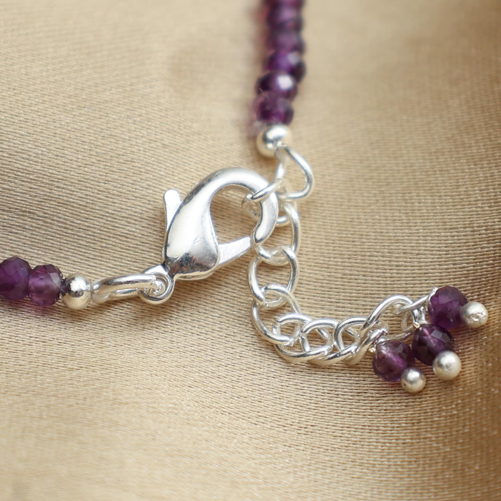 Gempires Amethyst Beaded Bracelet - February Birthstone Jewelry for Women, 8 Inch Silver Plated Dainty Bracelet, Hypoallergenic Gemstone Gift | Perfect for Birthdays, Valentine's Day & Everyday Wear