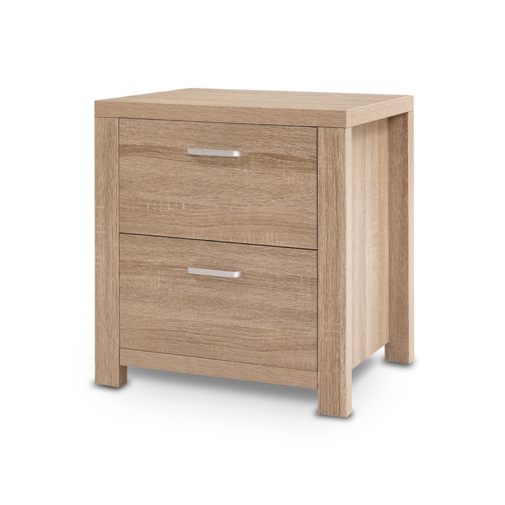 Modern Wooden Nightstand with Drawer - Bedside Table Lamp Stand, Beige Finish for Bedroom, Living Room, or Office Use