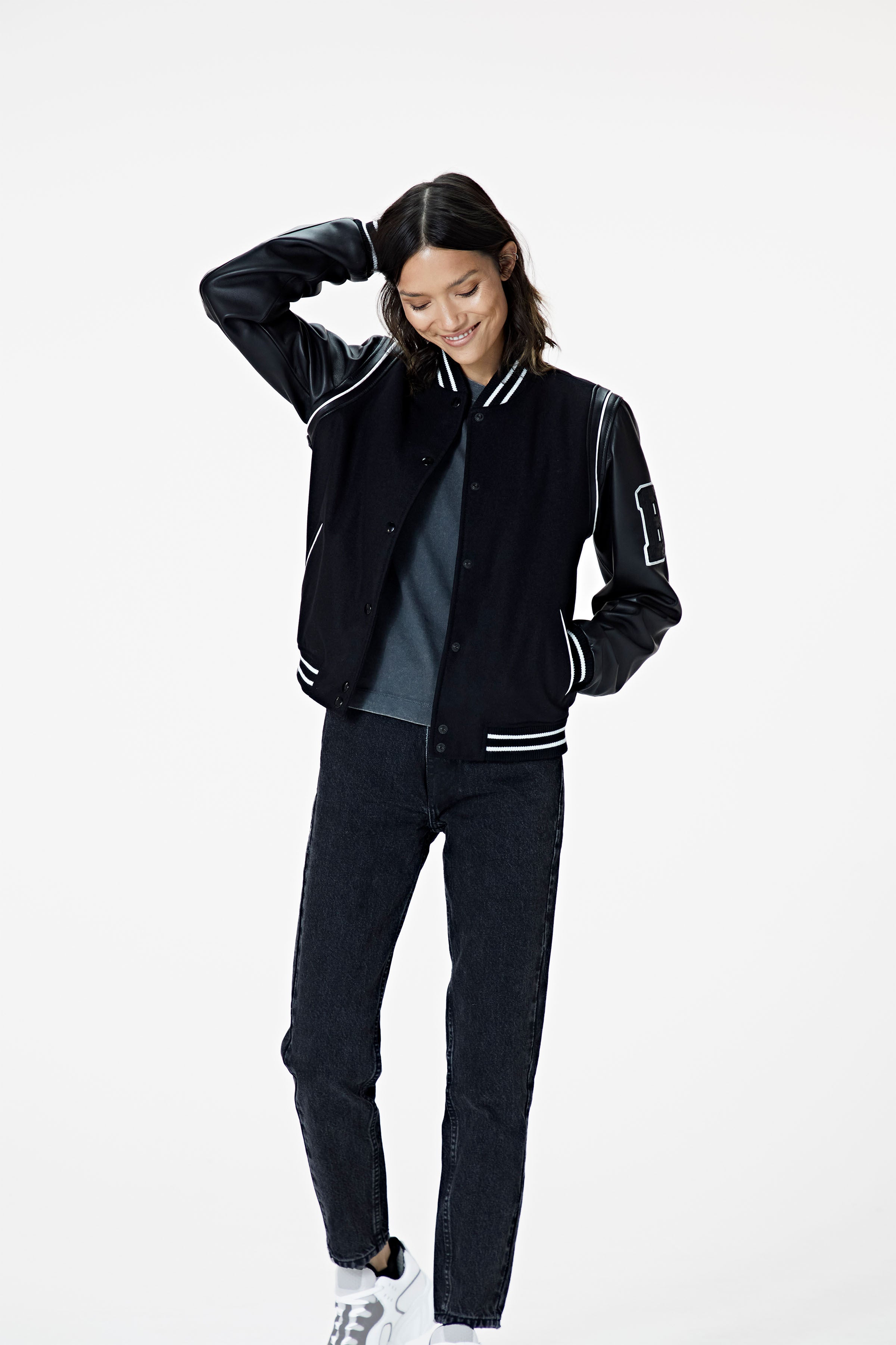 BODA Varsity Jacket for Women - Stylish Letterman Jacket with Ribbed Collar & Cuffs | Perfect for School Spirit, Casual Outfits & Fall Fashion