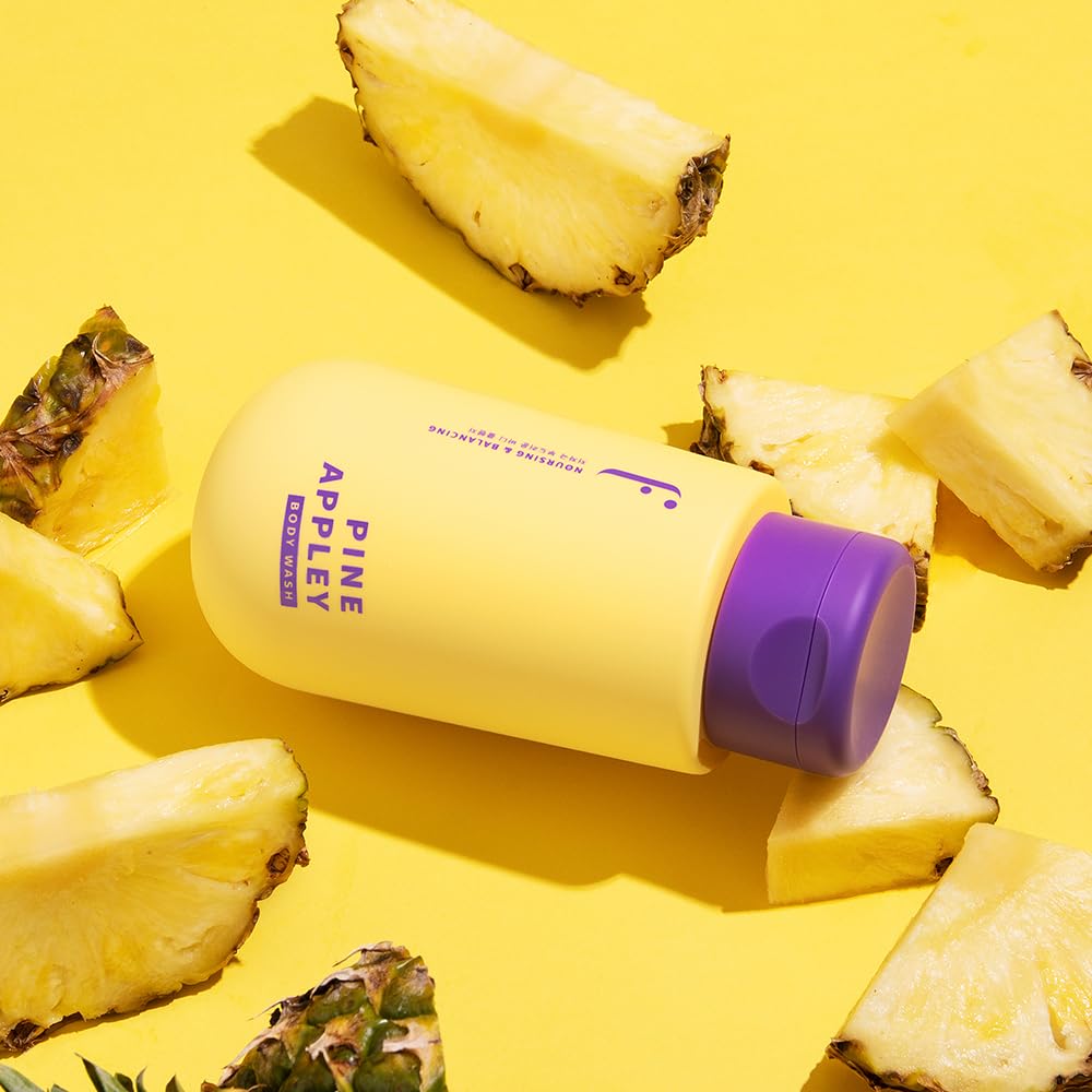 Pineapple Scented Body Wash with Pineapple Extract & Ceramide - Hydrating, Exfoliating & Nourishing for Sensitive Skin - 13.5 Fl Oz - Perfect for Daily Shower & Spa Relaxation at Home