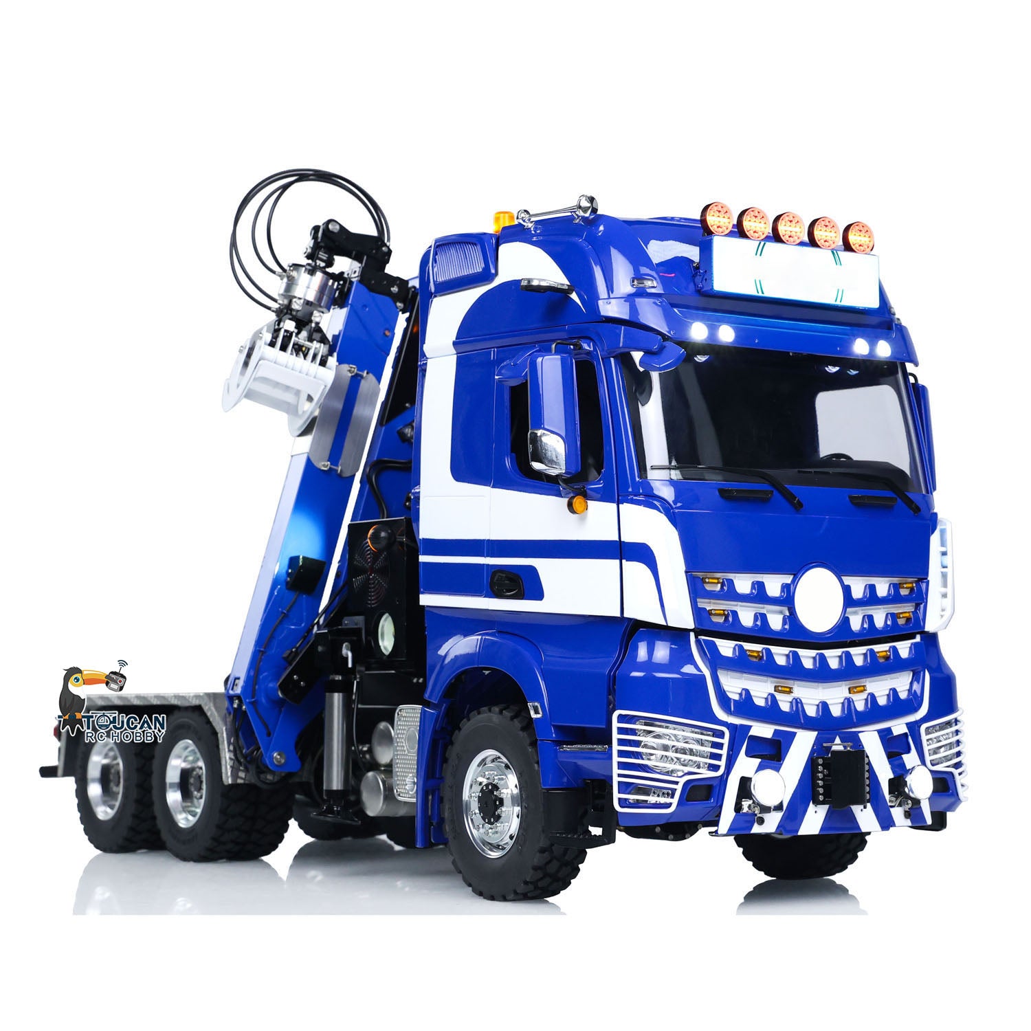 Unitru 1/14 Scale 6X6 RC Tractor Truck with Metal Chassis, Hydraulic Timber Crane & Smoke Effect - Remote Control Construction Vehicle for Adults & Kids - Perfect for Off-Road Play, Construction Site Simulation, and RC Hobby Enthusiasts