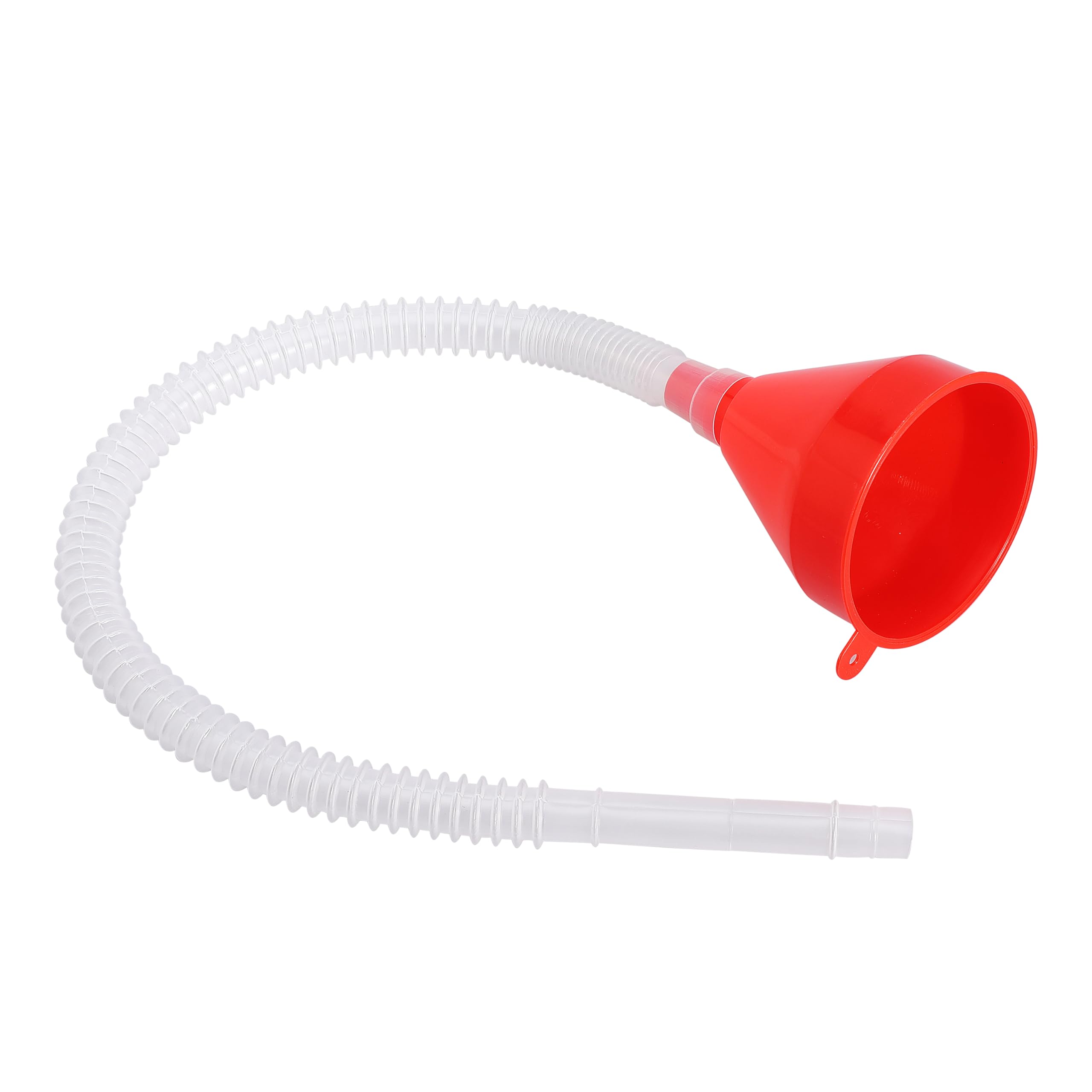 Flexible Plastic Oil Funnel with Long Hose - Car Engine Oil Change Funnel for Gasoline, Diesel & Transmission Fluid - Perfect for DIY Auto Maintenance & Fluid Refills (Red, 1-Pack)
