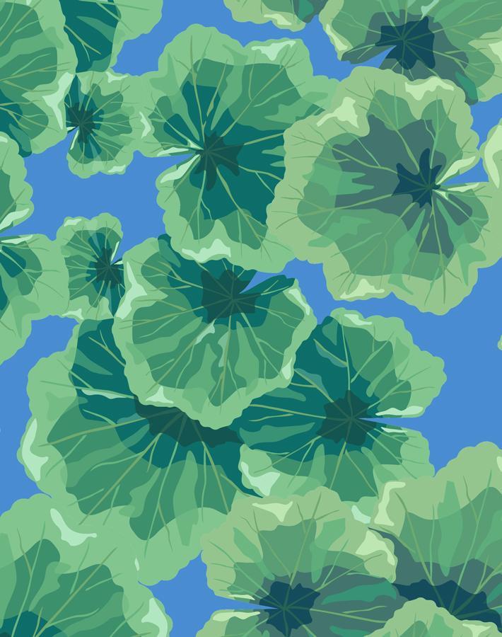 Nathan Turner Cerulean Geranium Leaves Wallpaper - Botanical Peel & Stick Removable Wallpaper for Living Room, Bedroom, or Nursery Decor