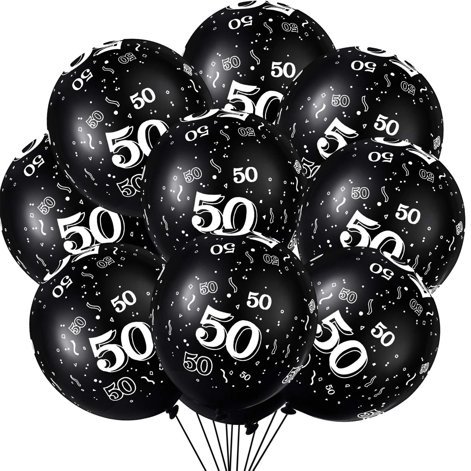 Gejoy 36-Pack Black 50th Birthday Balloons - 12 Inch Latex Party Decorations for Men & Women - Cheers to 50 Years Anniversary Celebration - Perfect for Milestone Parties, Retirement Celebrations & Golden Jubilee Events