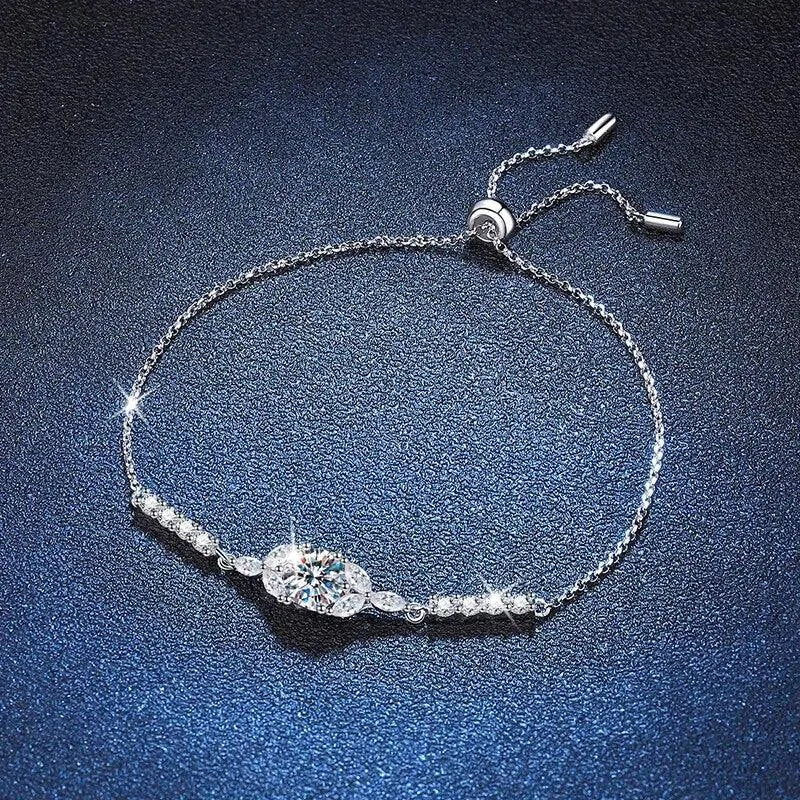 1CT GRA Certified Moissanite Bracelet for Women - 925 Sterling Silver Diamond Link Bracelet, Elegant Fine Jewelry Gift for Her - Perfect for Weddings, Anniversaries & Special Occasions