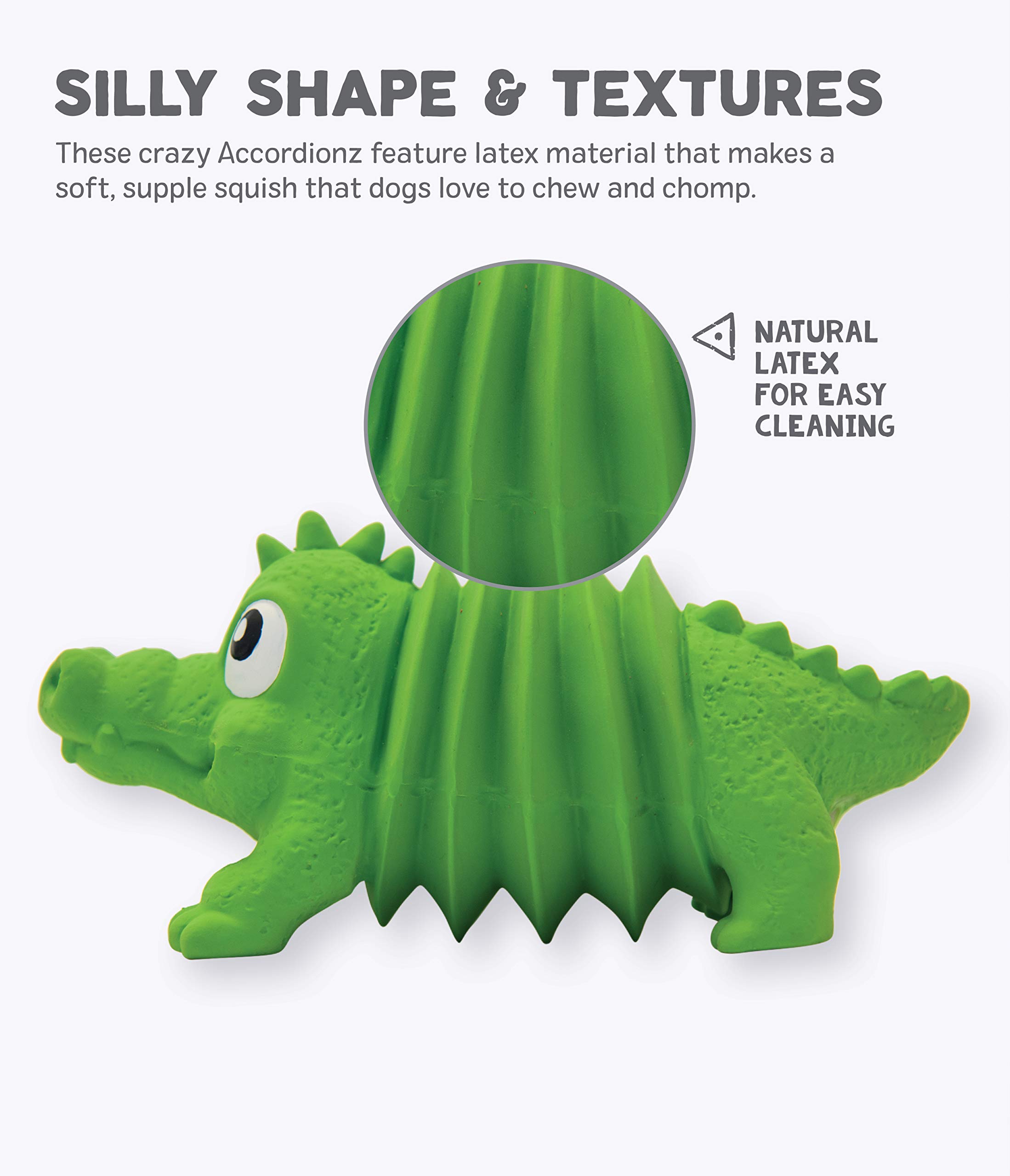 Outward Hound Accordionz Latex Rubber Squeaking Dog Toy - Squeaky & Grunting Alligator Chew Toy for Small & Medium Dogs | Interactive Play & Dental Health | Perfect for Fetch, Training & Teething Puppies