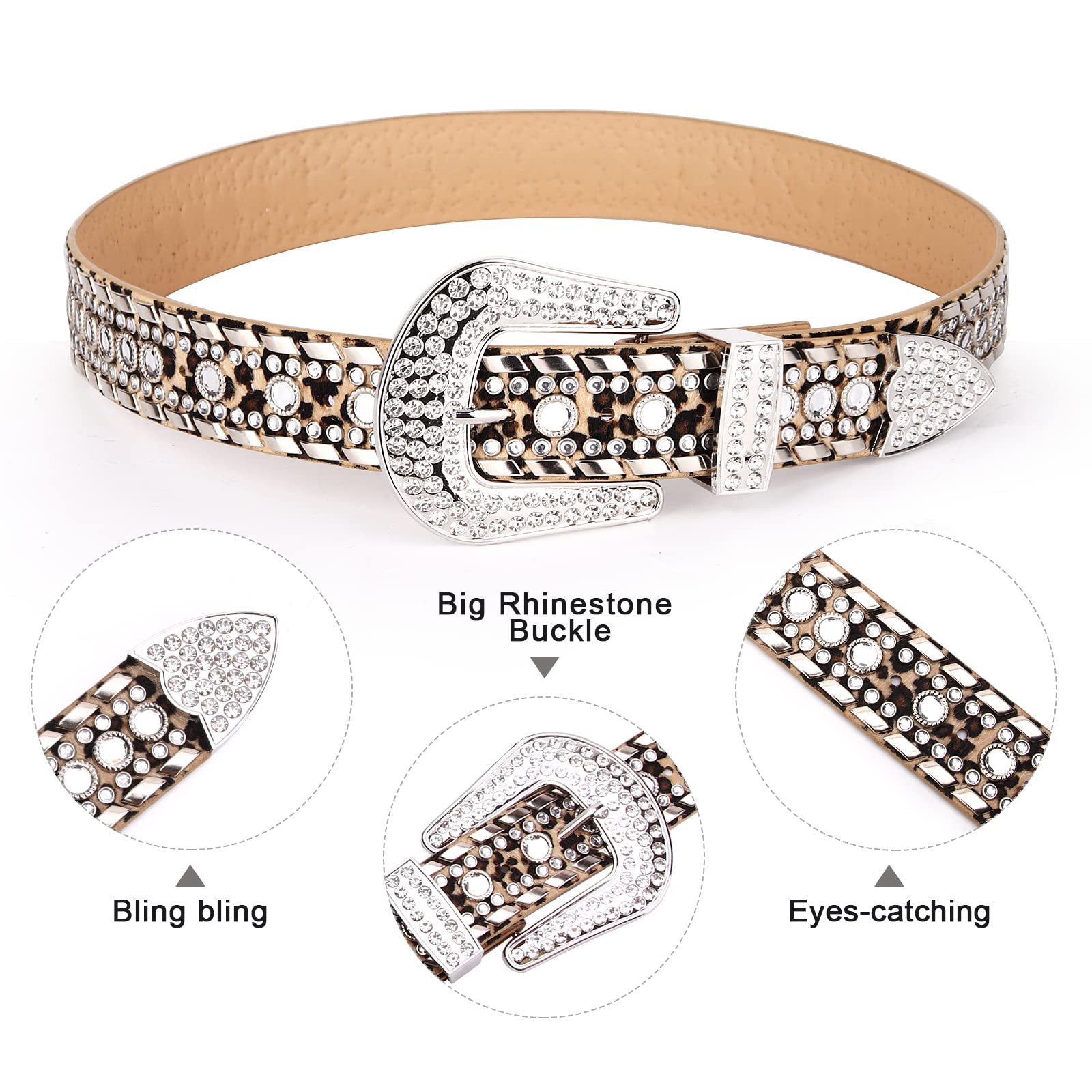 UnFader Bling Rhinestone Western Belts for Women - Stylish Cowgirl Studded Belt for Jeans & Pants - Perfect for Country Concerts, Rodeos & Western Fashion Outfits