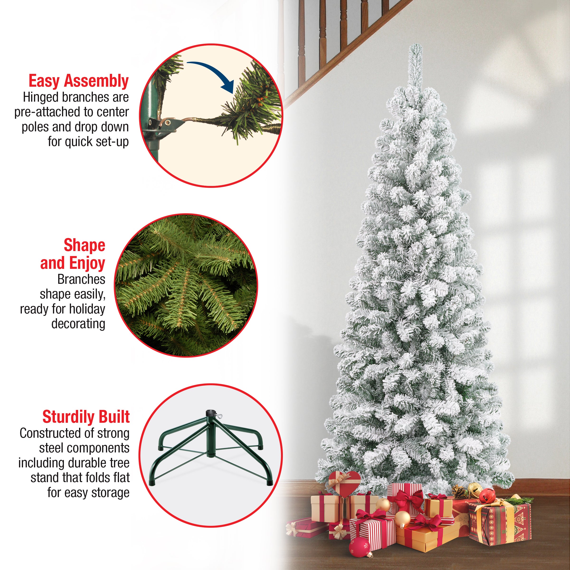 6 ft. Acacia Medium Flocked Artificial Christmas Tree for Home Decor - Perfect for Living Room, Bedroom, or Holiday Party Decoration