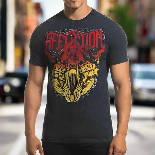 Affliction Men's Coastline Ride Short Sleeve Graphic T-Shirt - Casual Streetwear for Summer, Beach, and Motorcycle Riding