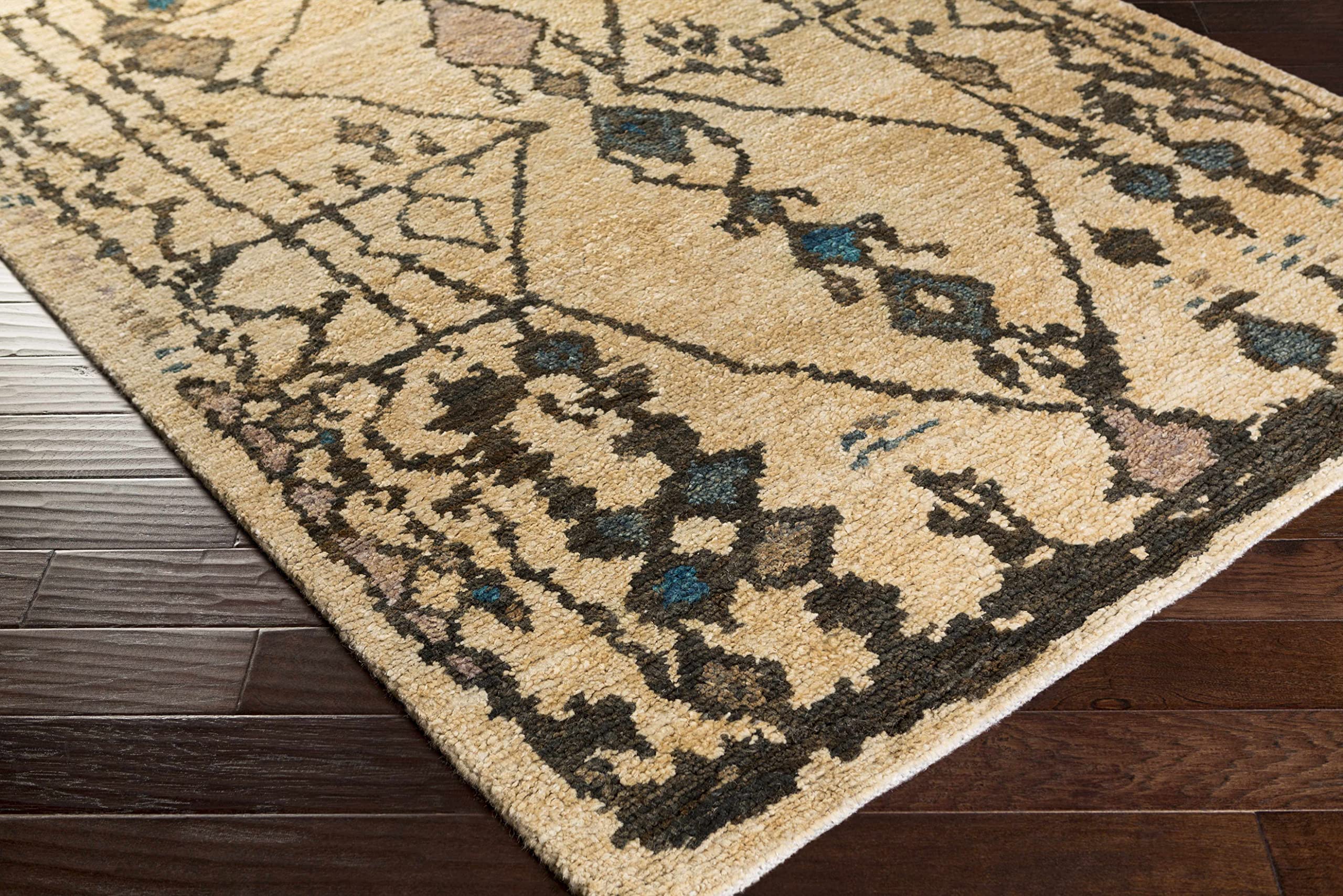 Hauteloom Glide Jute Area Rug 2' x 3' - Bohemian Transitional Style - Aqua Beige Tan - Perfect for Living Room Bedroom Home Decor - Soft Natural Fiber Rug for Cozy Spaces & Boho Chic Interiors