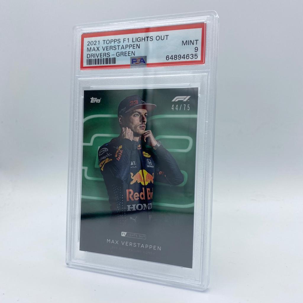 PSA 9 Graded 44/75 Max Verstappen Green Parallel Racing Card - Perfect for F1 Collectors, Sports Memorabilia Displays & Trading Card Investments