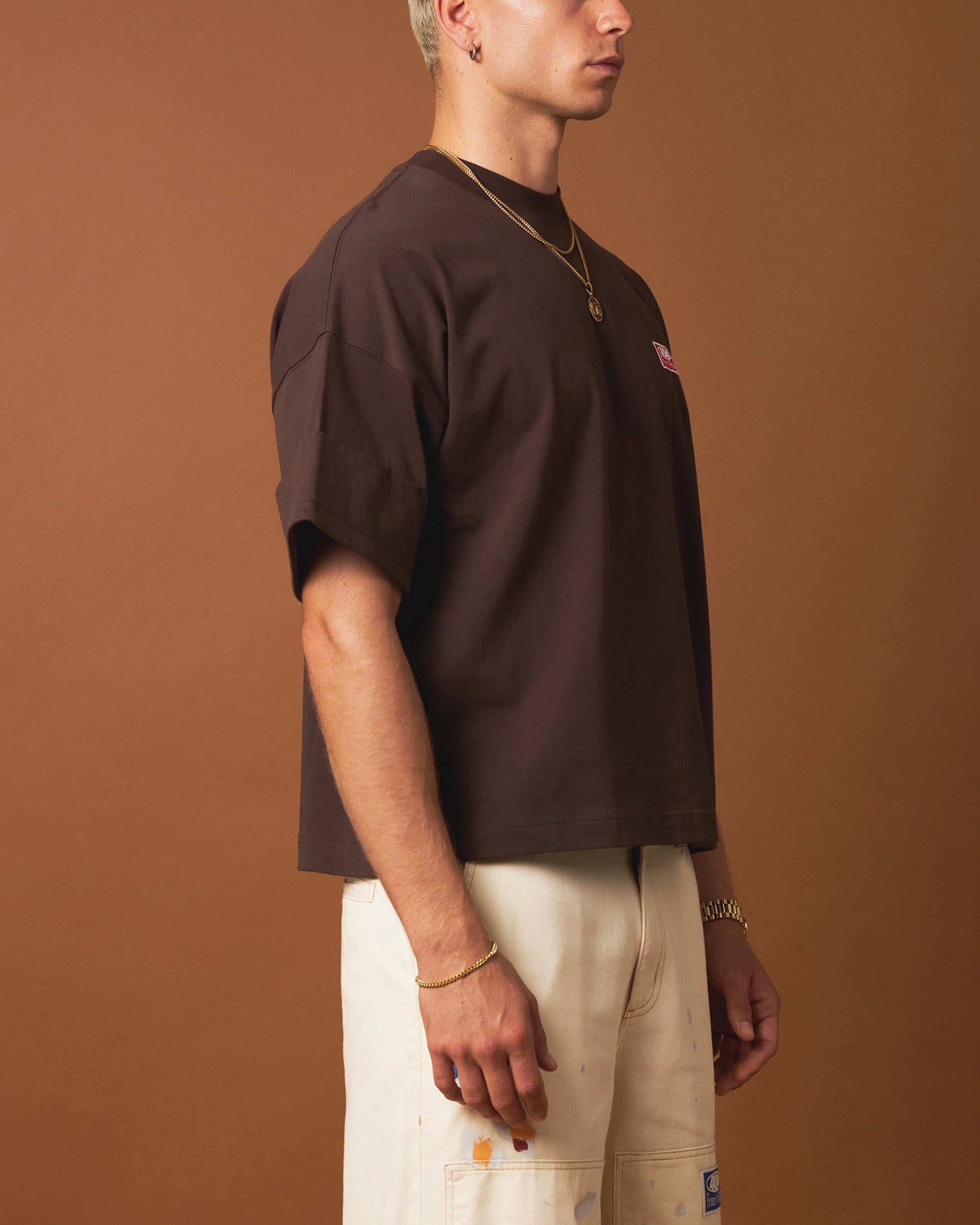 404 Workwear T-Shirt for Men - Durable Brown Cotton Tee for Construction, Landscaping & Outdoor Work - Comfortable & Breathable Work Shirt