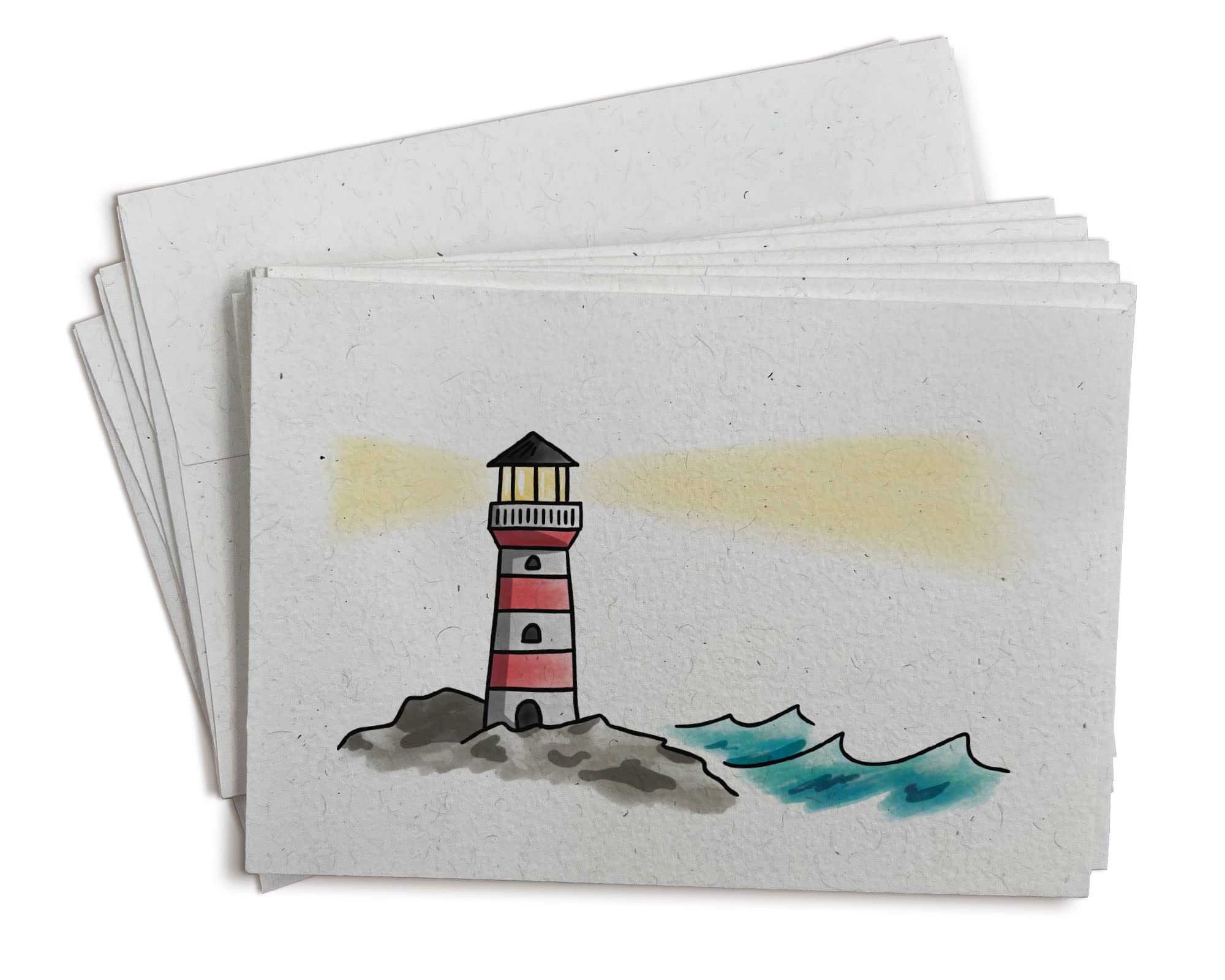 Sugartown Greetings Coastal Lighthouse Note Cards - Set of 24 Nautical Ocean Themed Cards with Envelopes - Perfect for Thank You Notes, Thinking of You Messages & Beach House Decor | Great for Birthday Wishes, Wedding Invitations & Coastal Home Decor