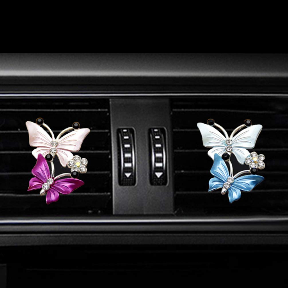 2Pcs Car Air Vent Diffuser Clips - Aromatherapy Vent Decorations with Refillable Pads (Rosy & Blue) - Perfect for Freshening Your Car, Office, or Home